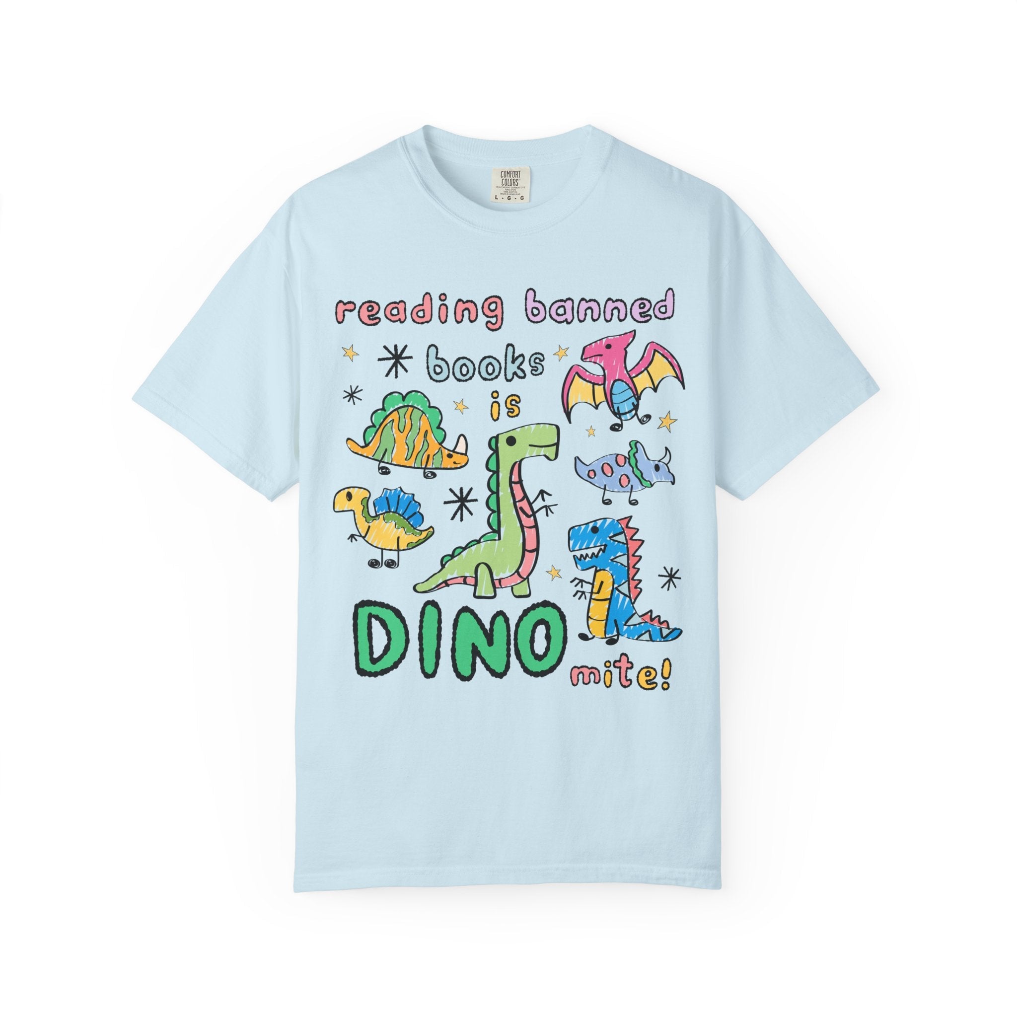 Read Banned Books Dinosaur Lover Tee Shirt for Scientist Who Loves Reading, Funny Saying Bookish T-Shirt, Book Lover Gift for Paleontologist - Opal and June