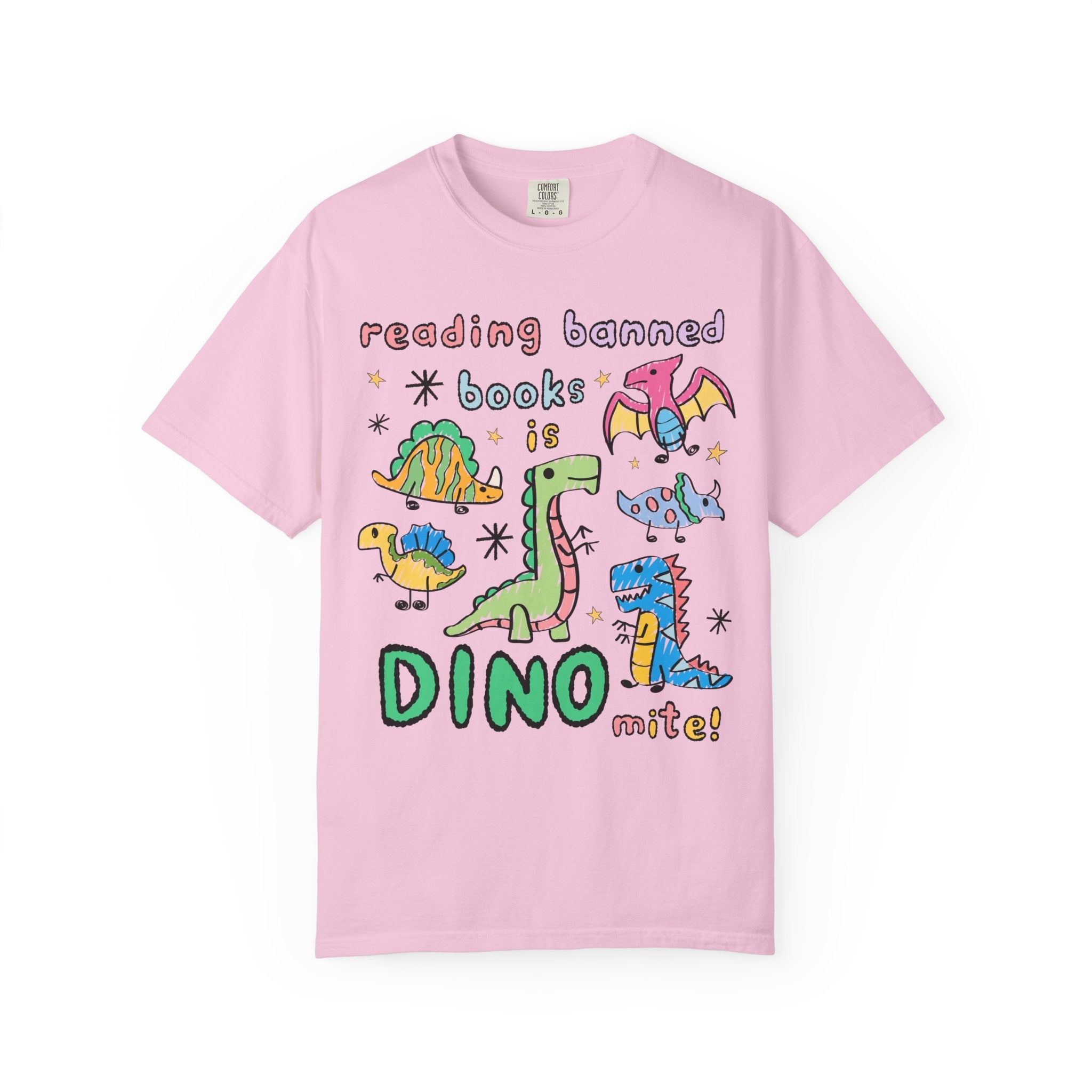 Read Banned Books Dinosaur Lover Tee Shirt for Scientist Who Loves Reading, Funny Saying Bookish T-Shirt, Book Lover Gift for Paleontologist - Opal and June