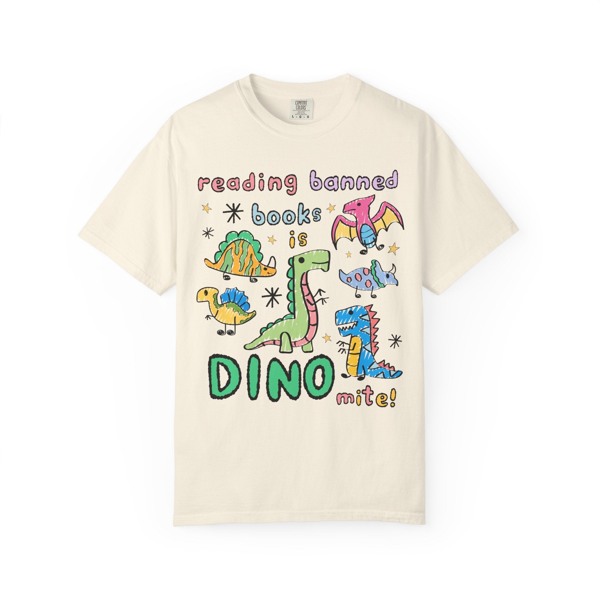 Read Banned Books Dinosaur Lover Tee Shirt for Scientist Who Loves Reading, Funny Saying Bookish T-Shirt, Book Lover Gift for Paleontologist - Opal and June