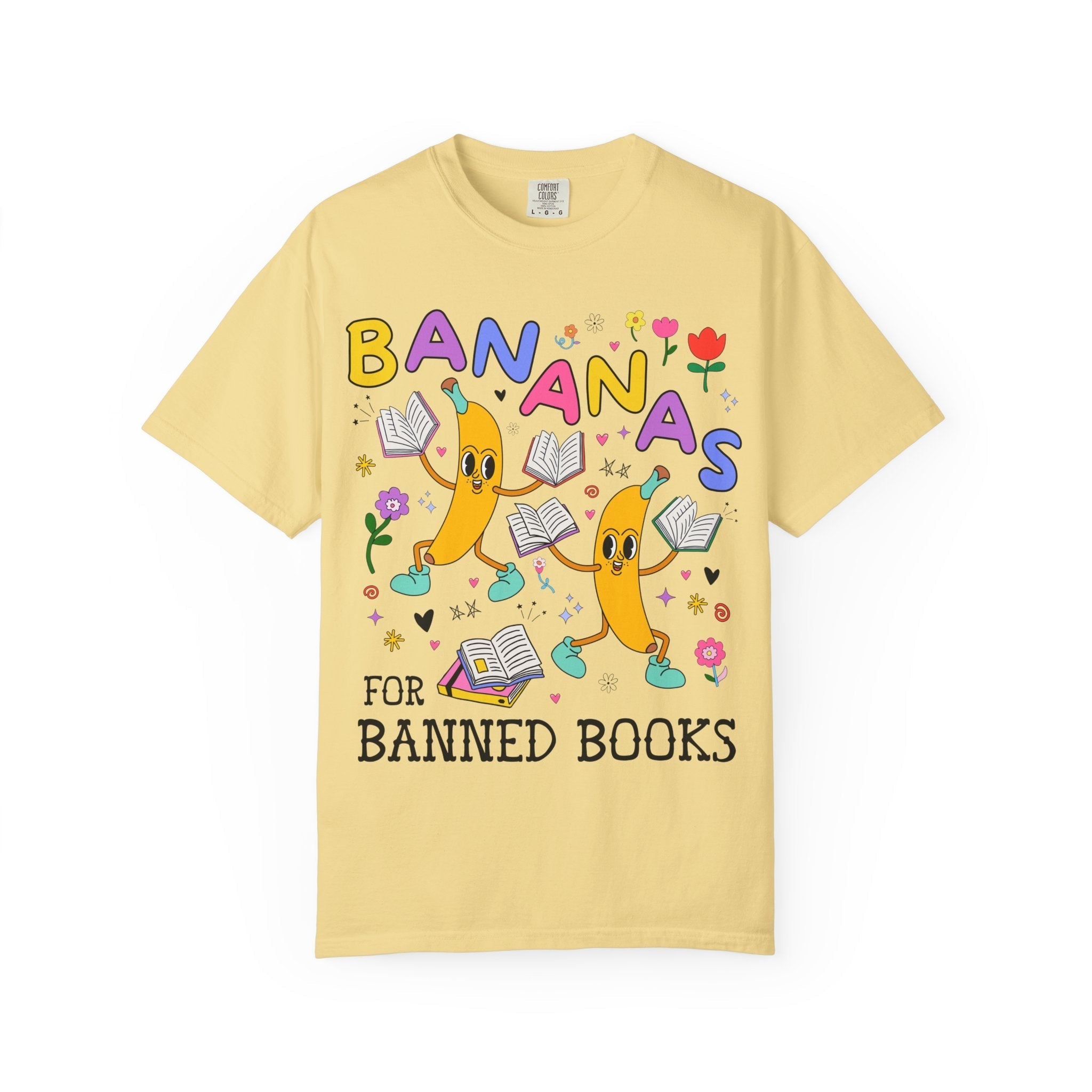 Read Banned Books Tee Shirt with Funny Saying: Bananas for Banned Books Fruit Lover T-Shirt for Librarian, Cute Literature Professor Tee - Opal and June