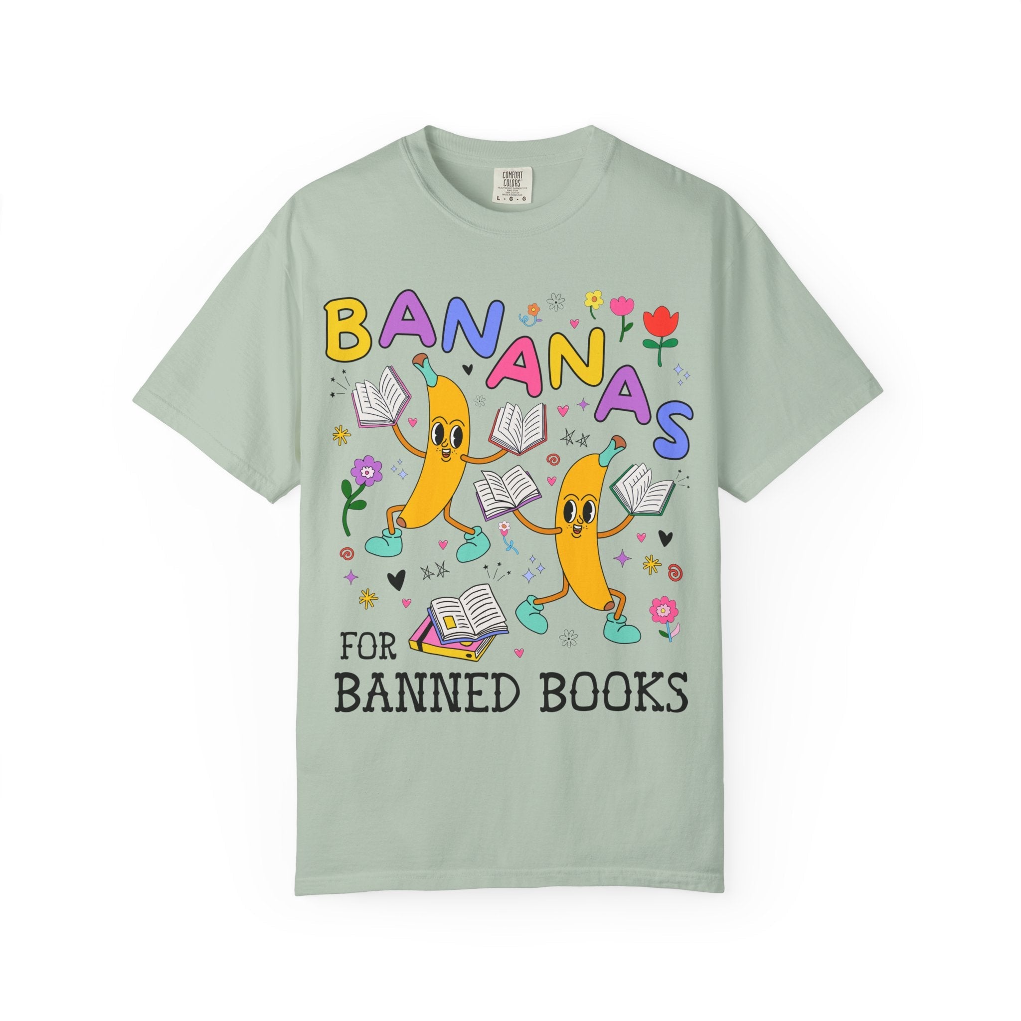 Read Banned Books Tee Shirt with Funny Saying: Bananas for Banned Books Fruit Lover T-Shirt for Librarian, Cute Literature Professor Tee - Opal and June