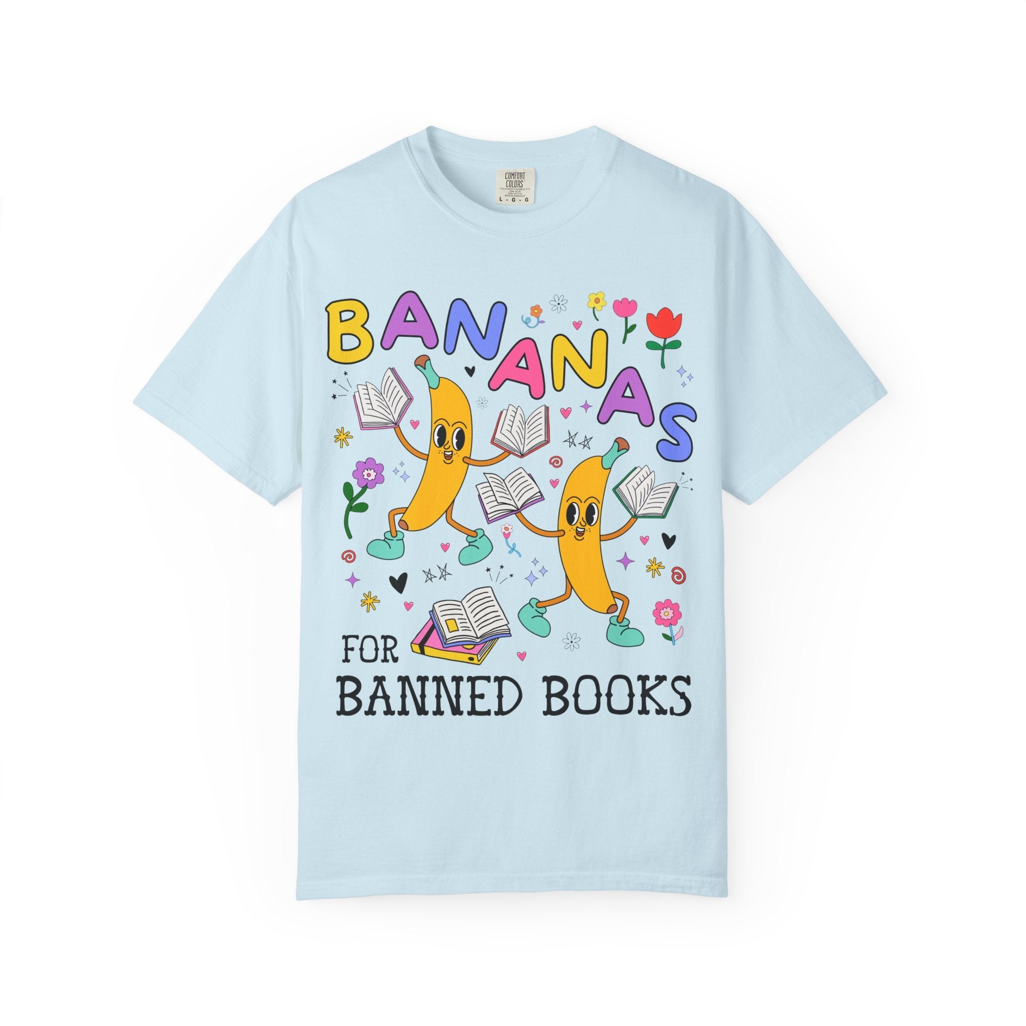 Read Banned Books Tee Shirt with Funny Saying: Bananas for Banned Books Fruit Lover T-Shirt for Librarian, Cute Literature Professor Tee - Opal and June