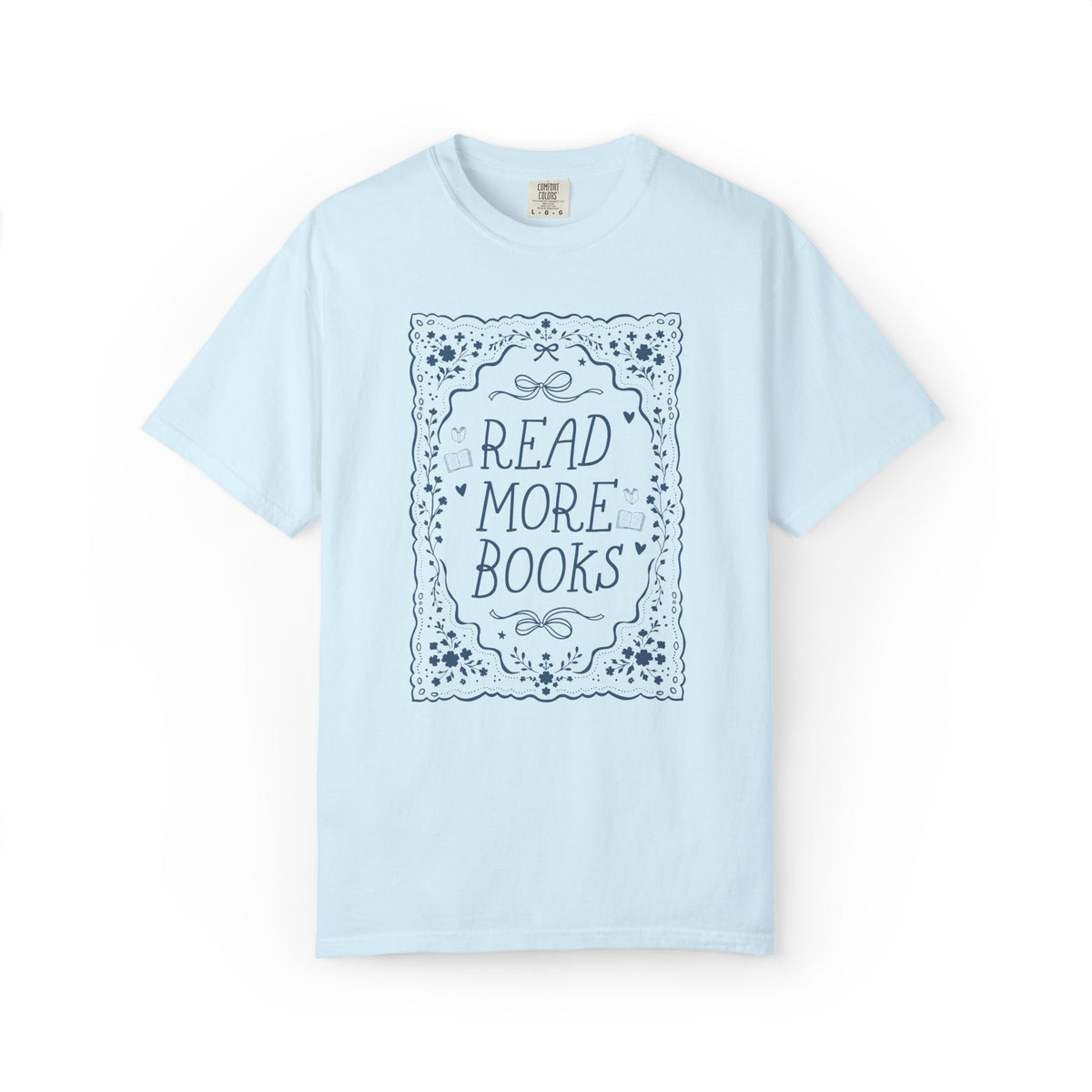 Read More Books Whimsy Cottagecore T-Shirt for Romance Reader or Librarian, Cute Boho Reading Teacher T-Shirt with Bows and Flowers - Opal and June
