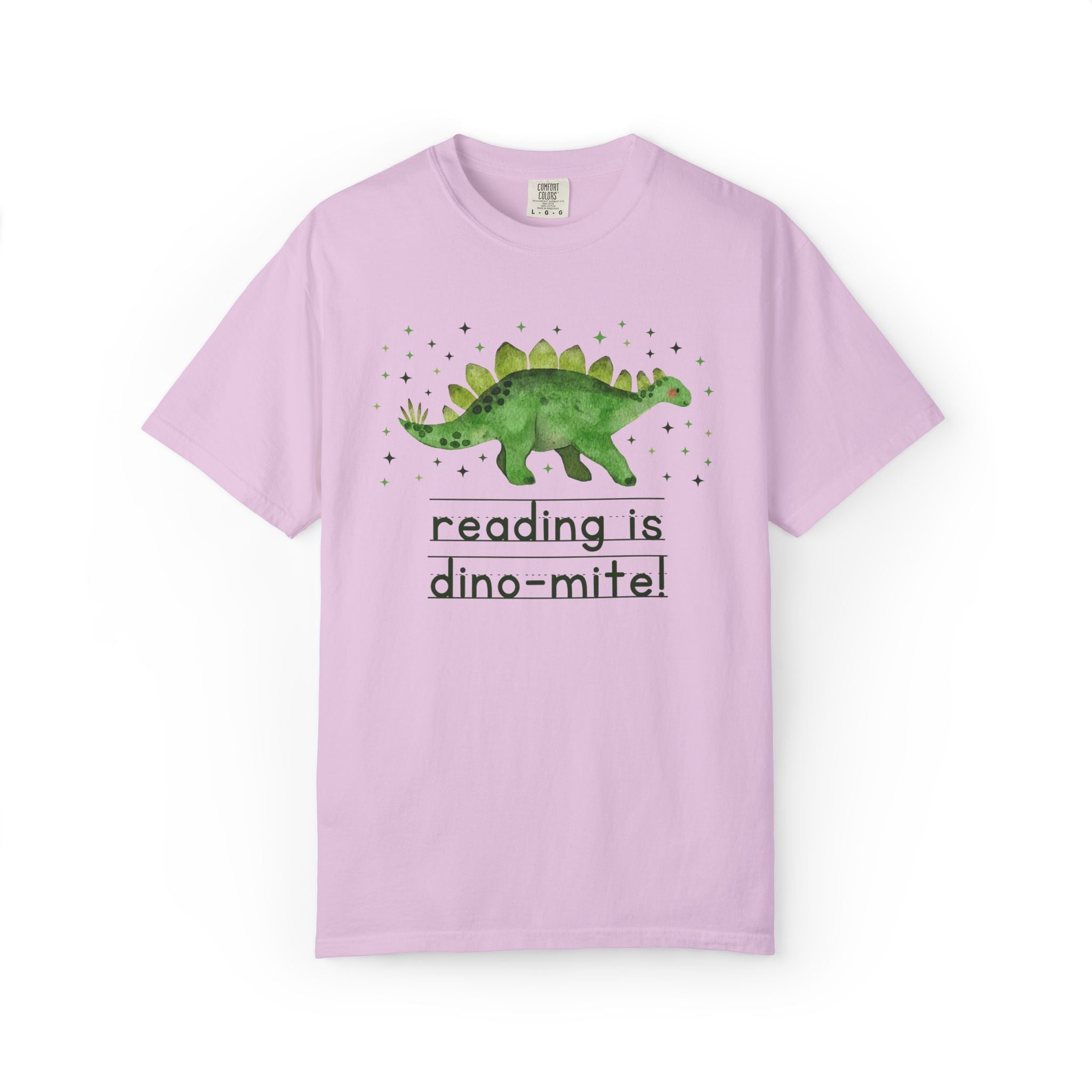 Reading is Dino - Mite Elementary School Reading Month T-Shirt for School Librarian or Reading Teacher, Cute and Funny Dinosaur Lover Tee - Opal and June