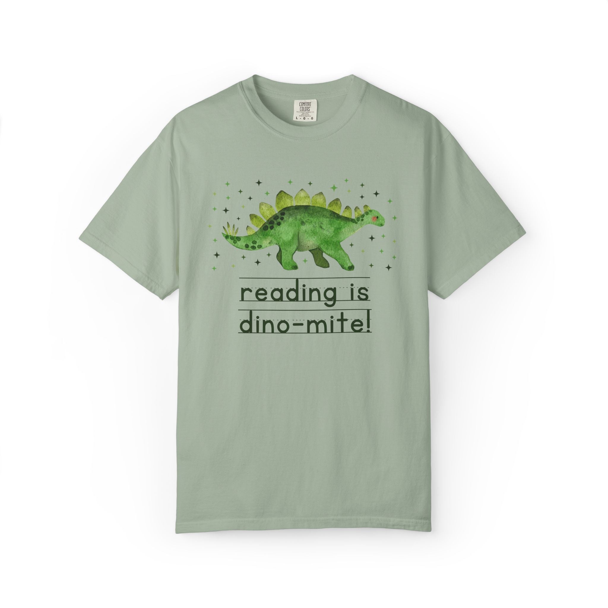 Reading is Dino - Mite Elementary School Reading Month T-Shirt for School Librarian or Reading Teacher, Cute and Funny Dinosaur Lover Tee - Opal and June