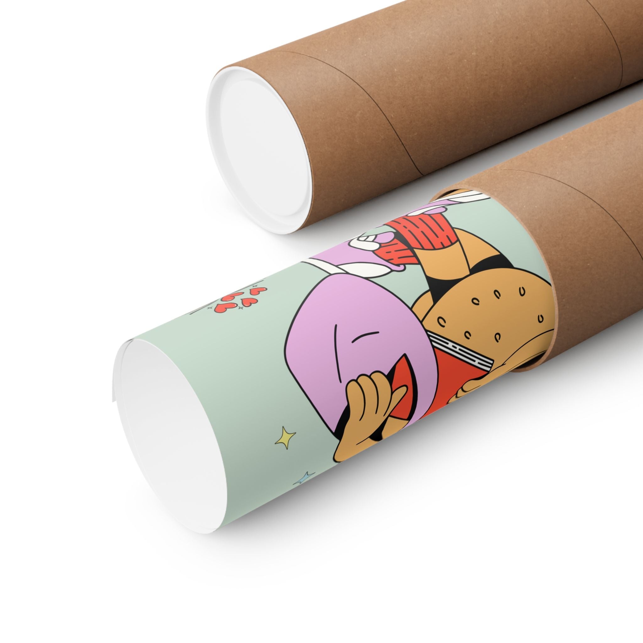 Reading Teacher Poster for Book Lover or Romance Reader, Funny Saying Bookworm Donut Poster Print with Hearts, Groovy School Librarian Gift - Opal and June