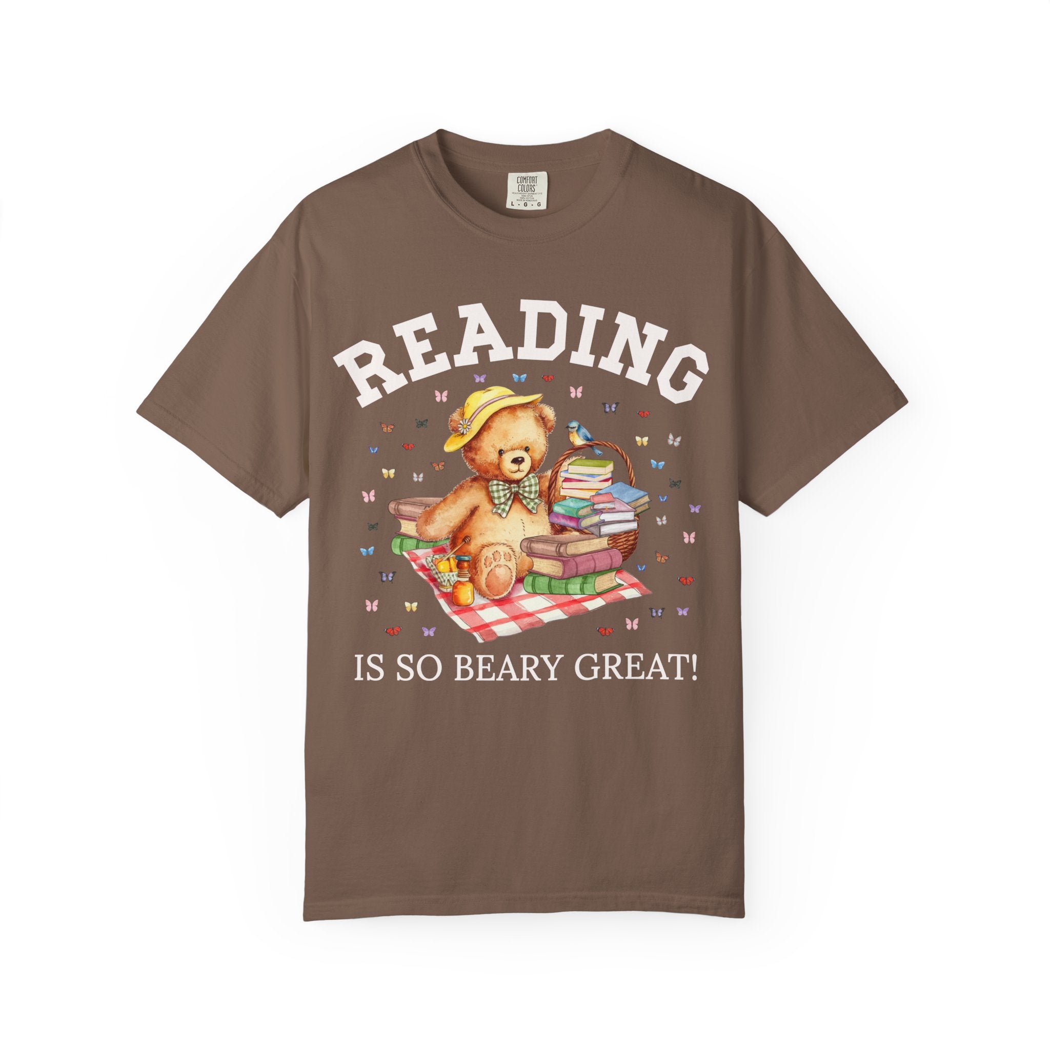 Reading Teacher Tee Shirt for School Librarian, Animal Lover Cottagecore Bear T-Shirt for Bookworm or Book Lover, Boho 90s Throwback Shirt - Opal and June