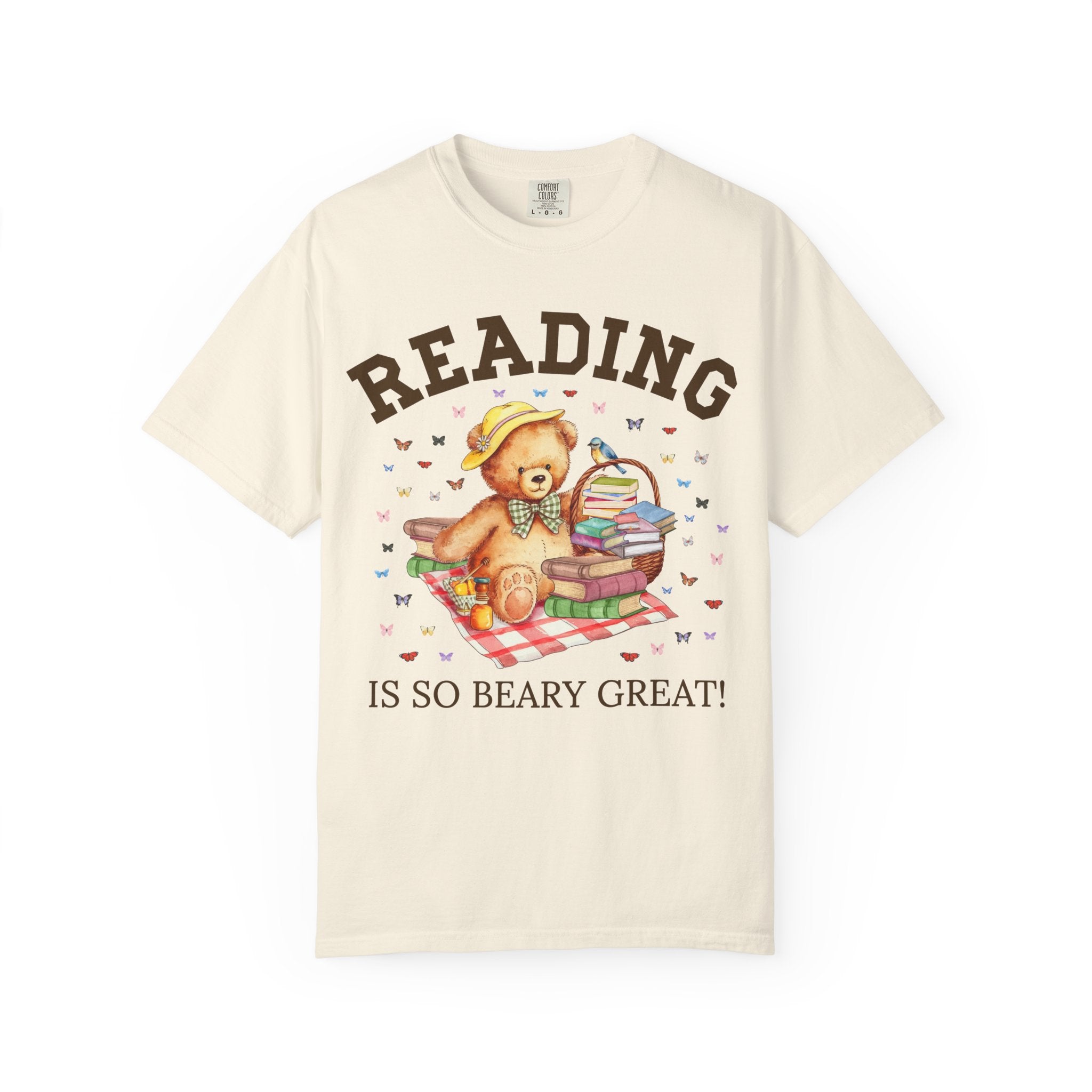 Reading Teacher Tee Shirt for School Librarian, Animal Lover Cottagecore Bear T-Shirt for Bookworm or Book Lover, Boho 90s Throwback Shirt - Opal and June