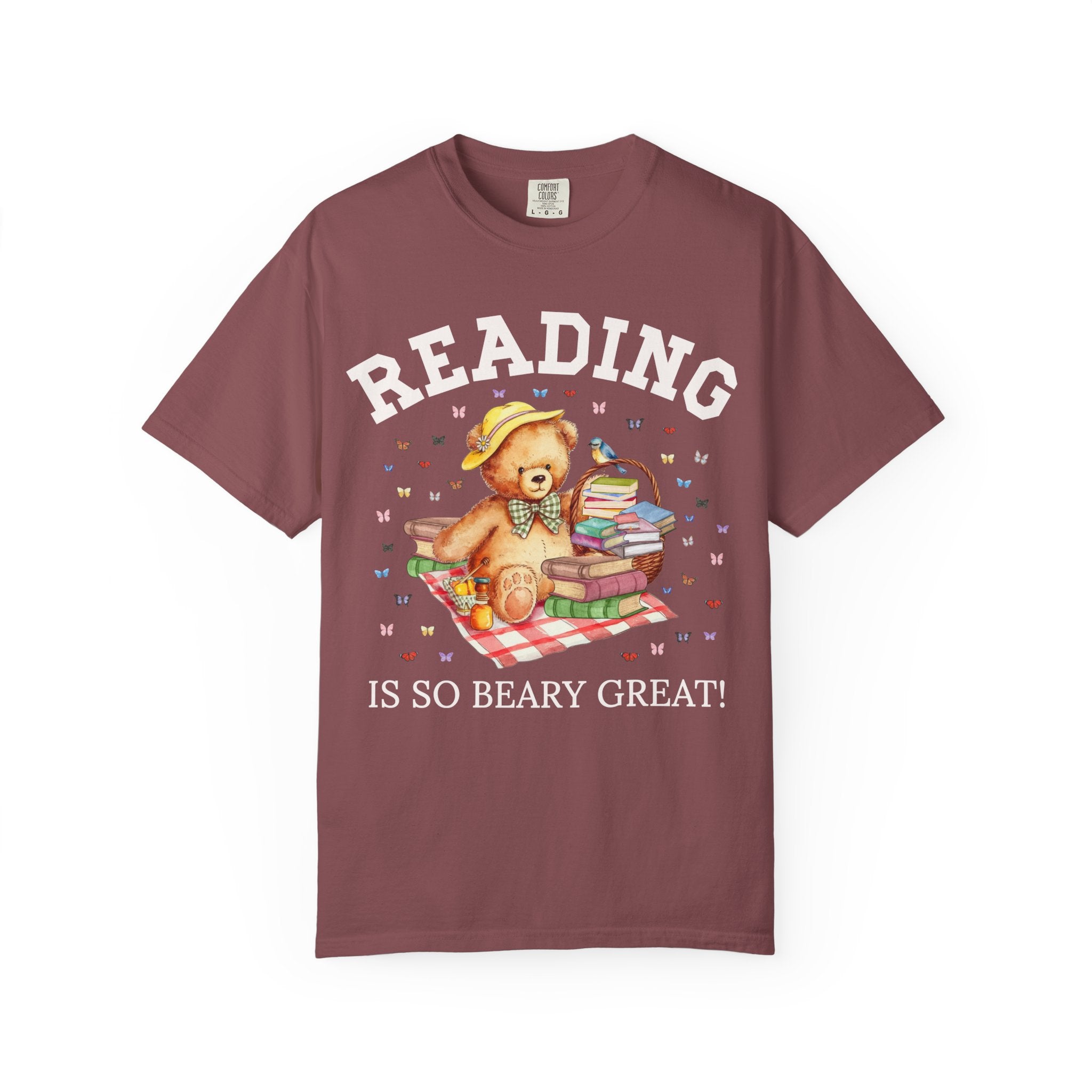 Reading Teacher Tee Shirt for School Librarian, Animal Lover Cottagecore Bear T-Shirt for Bookworm or Book Lover, Boho 90s Throwback Shirt - Opal and June