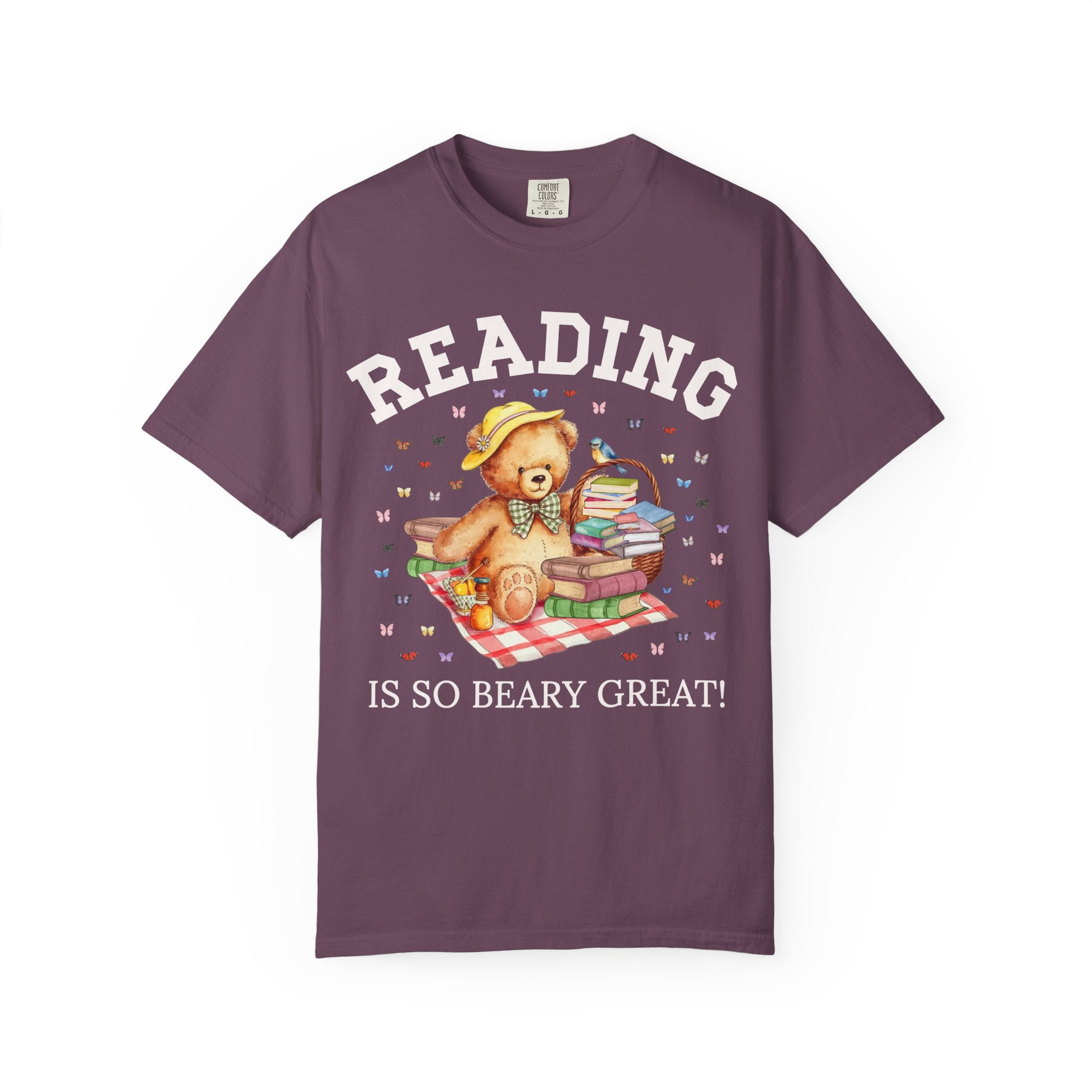 Reading Teacher Tee Shirt for School Librarian, Animal Lover Cottagecore Bear T-Shirt for Bookworm or Book Lover, Boho 90s Throwback Shirt - Opal and June