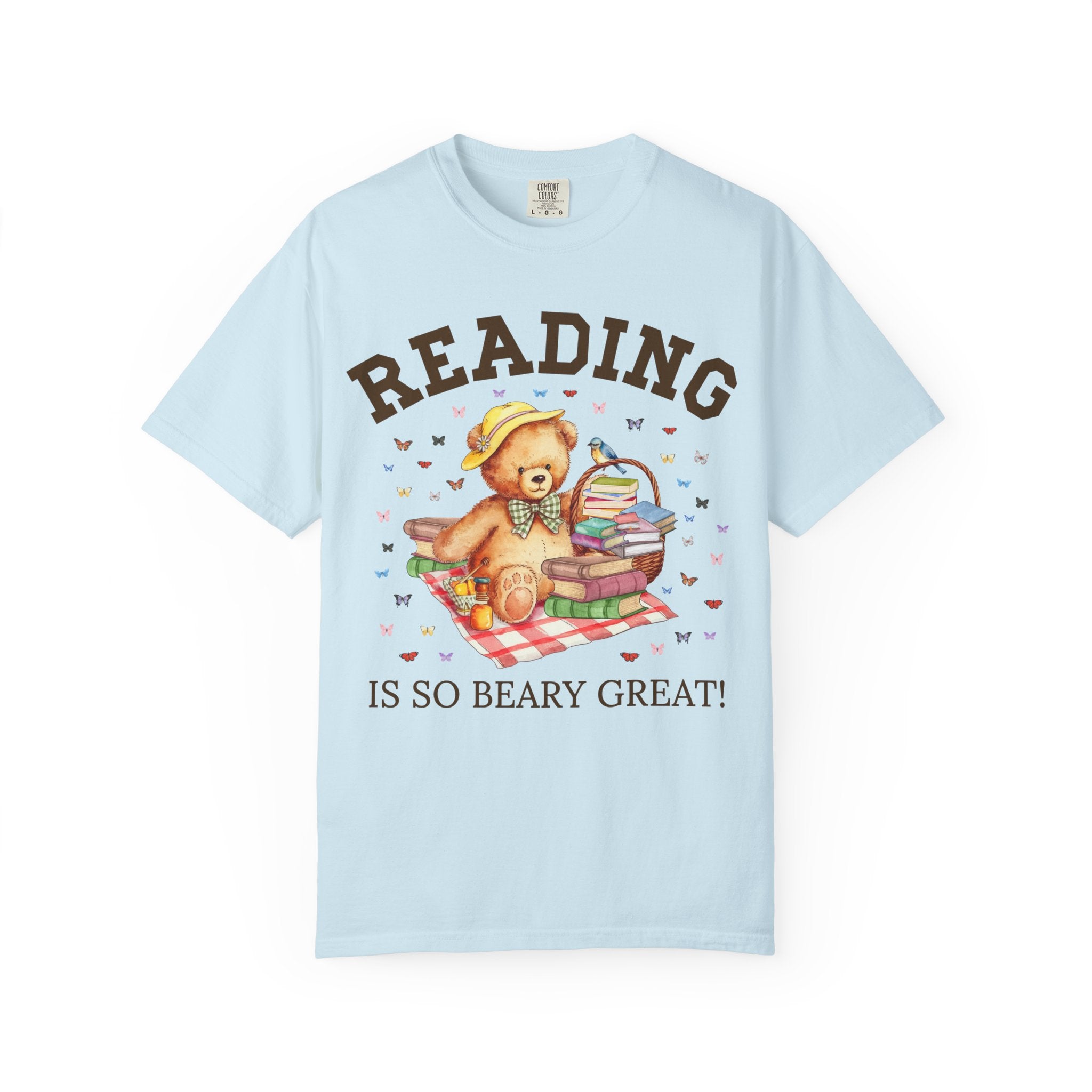 Reading Teacher Tee Shirt for School Librarian, Animal Lover Cottagecore Bear T-Shirt for Bookworm or Book Lover, Boho 90s Throwback Shirt - Opal and June