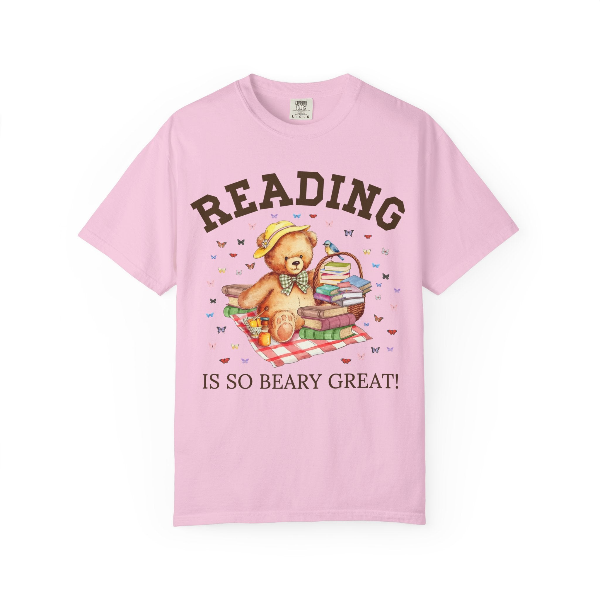 Reading Teacher Tee Shirt for School Librarian, Animal Lover Cottagecore Bear T-Shirt for Bookworm or Book Lover, Boho 90s Throwback Shirt - Opal and June