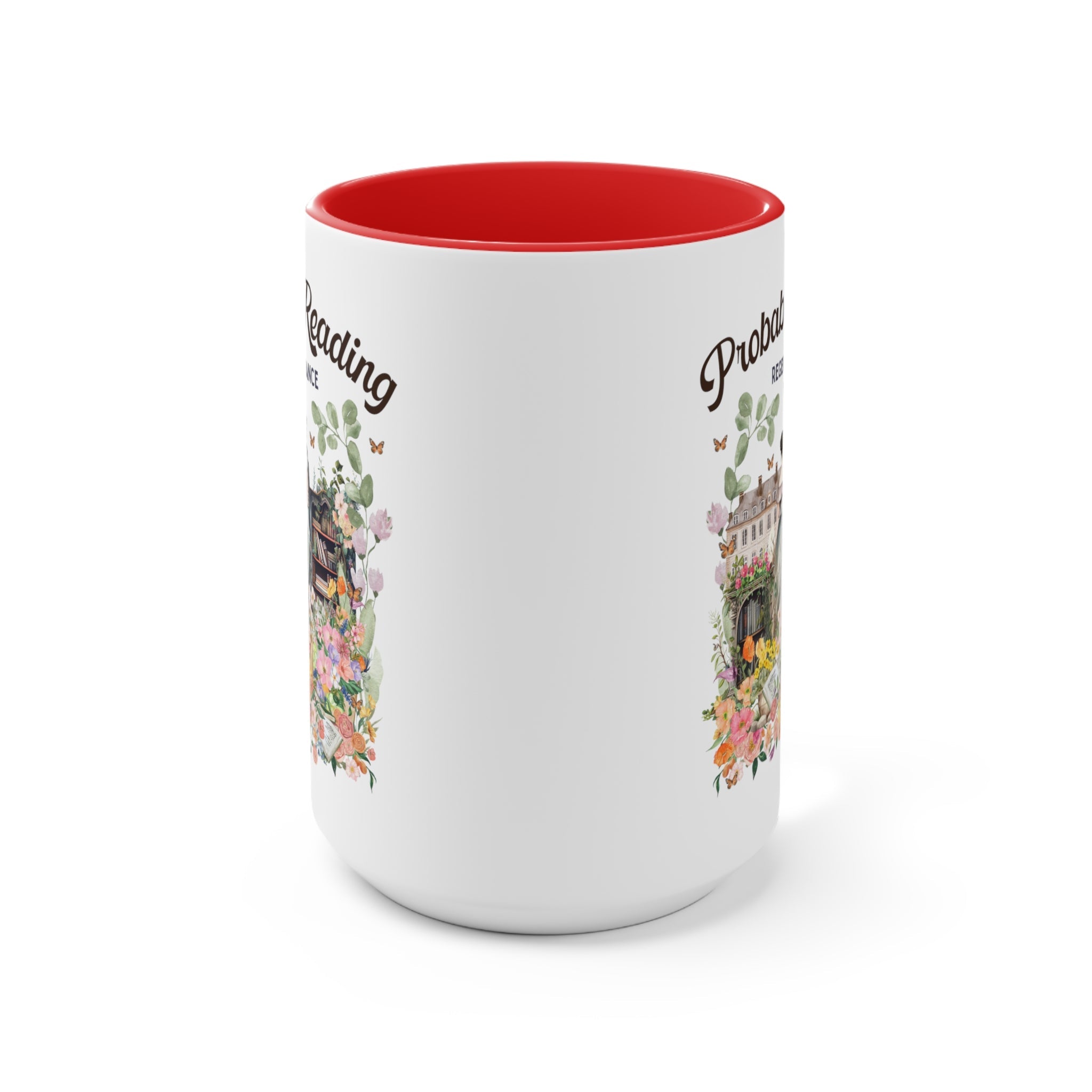 Regency Romance Coffee Mug: Bookish 15 Oz Coffee Mug for Historical Romance Reader | Gift for Librarian or English Major with Boho Flowers - Opal and June