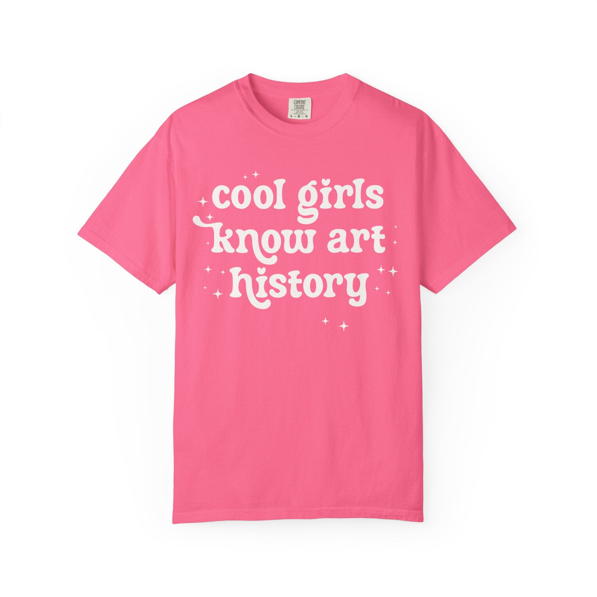 Retro Art History Teacher Tee Shirt with Stars: Cool Girls Know Art History, Cute Art Lover Gift for Friend or Mom Who Loves Art Museums - Opal and June