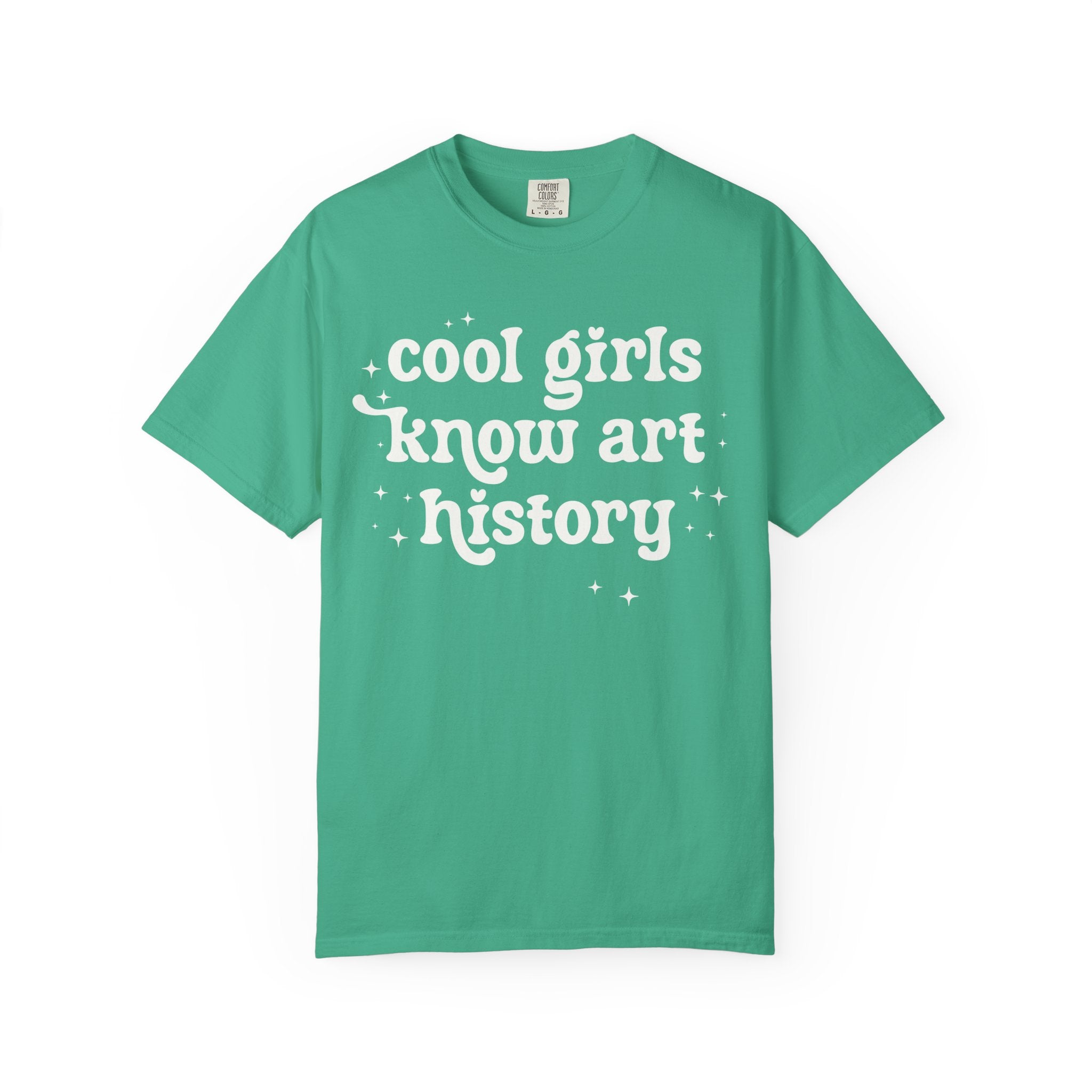 Retro Art History Teacher Tee Shirt with Stars: Cool Girls Know Art History, Cute Art Lover Gift for Friend or Mom Who Loves Art Museums - Opal and June