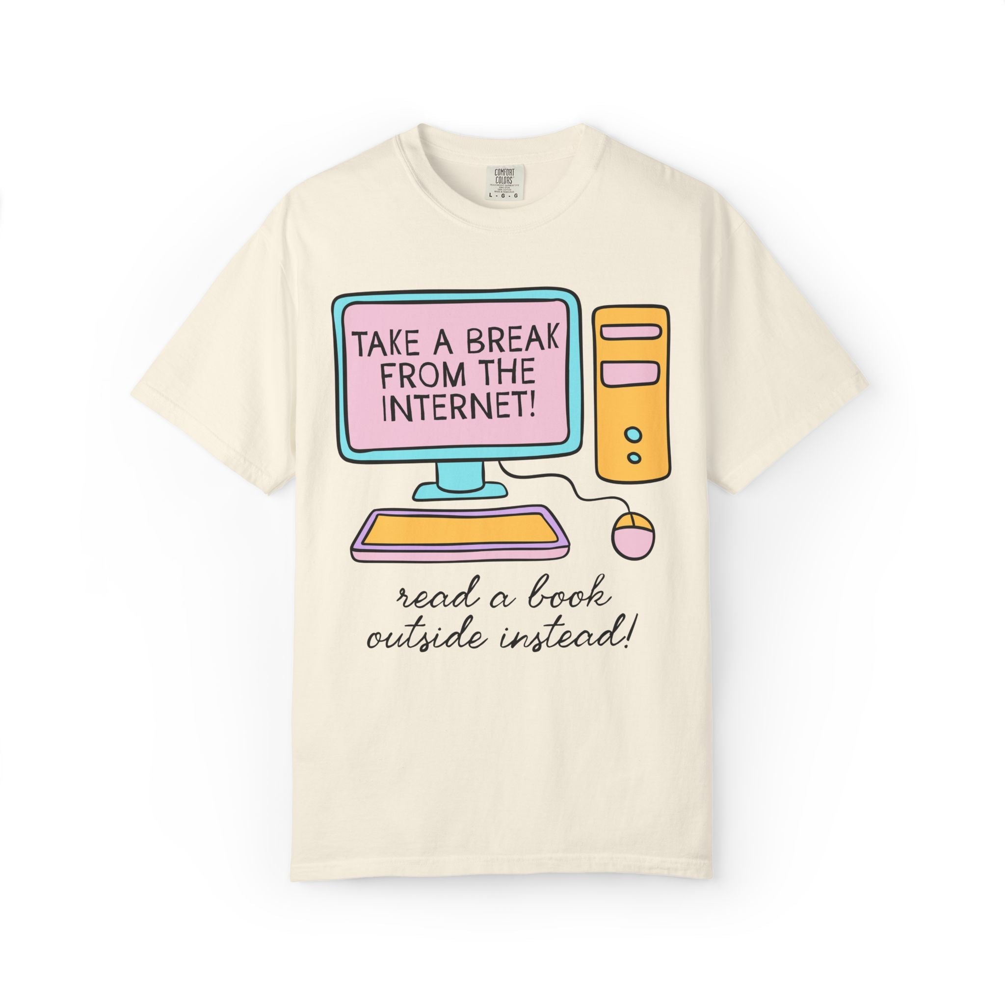 Retro Book Lover Tee Shirt for Outdoor Bookworm: Read a Book Outside Instead! | Silly and Nostalgic Bookish Tee Shirt for Romance Reader - Opal and June