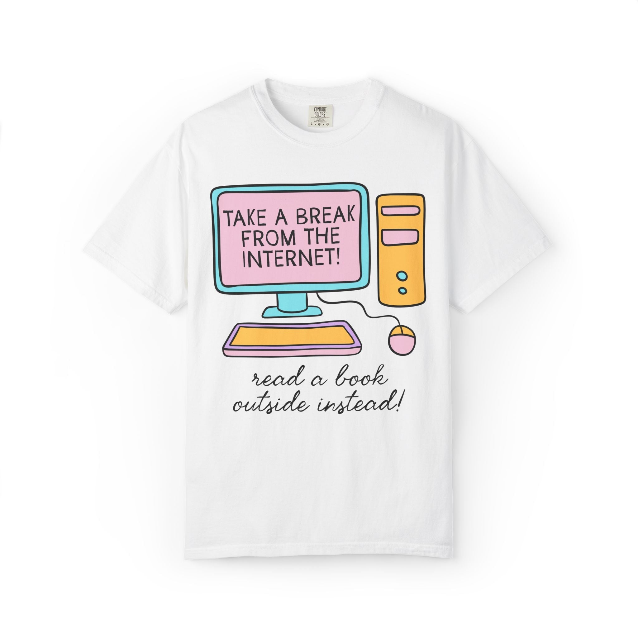 Retro Book Lover Tee Shirt for Outdoor Bookworm: Read a Book Outside Instead! | Silly and Nostalgic Bookish Tee Shirt for Romance Reader - Opal and June