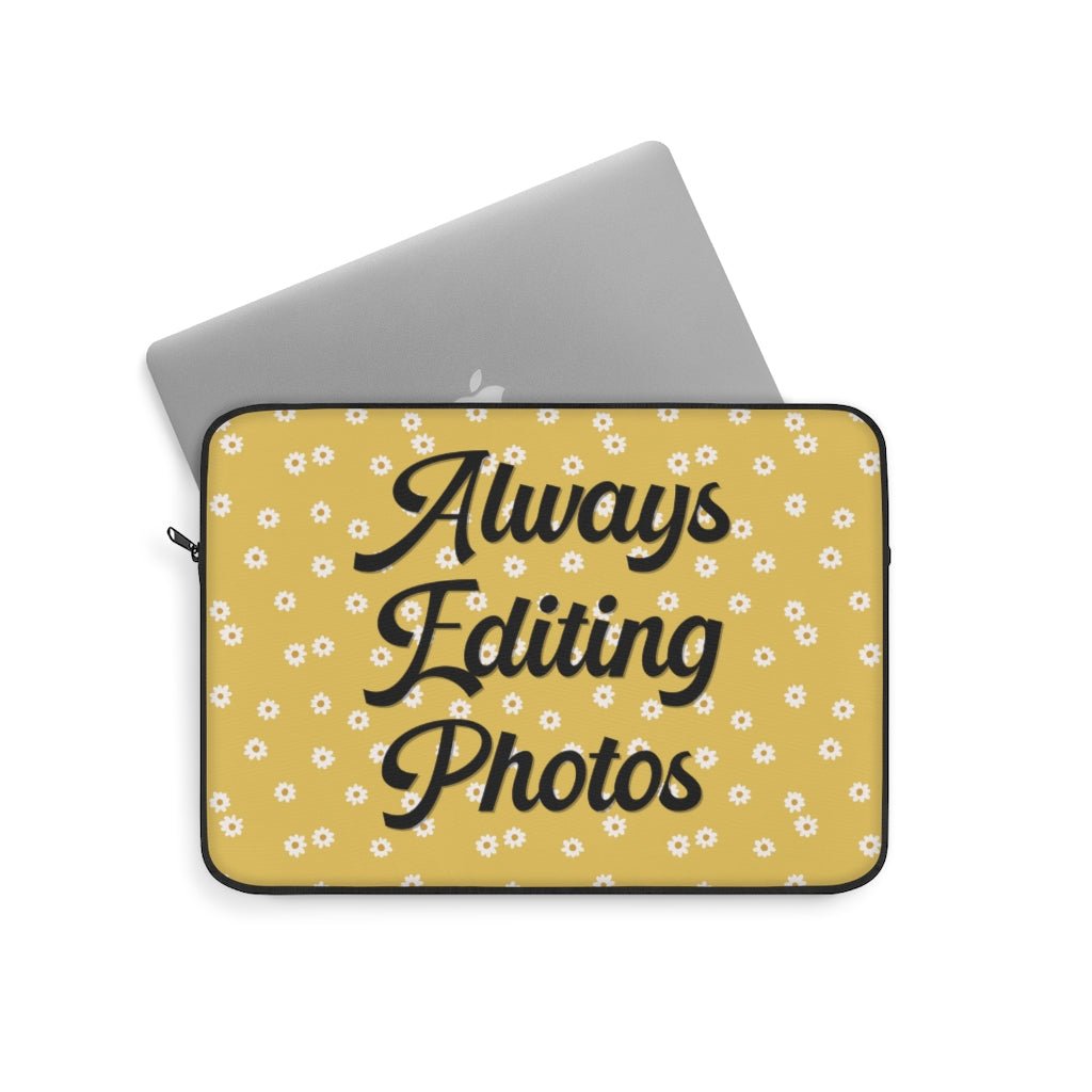Retro Floral Laptop Sleeve: Always Editing Photos - Opal and June
