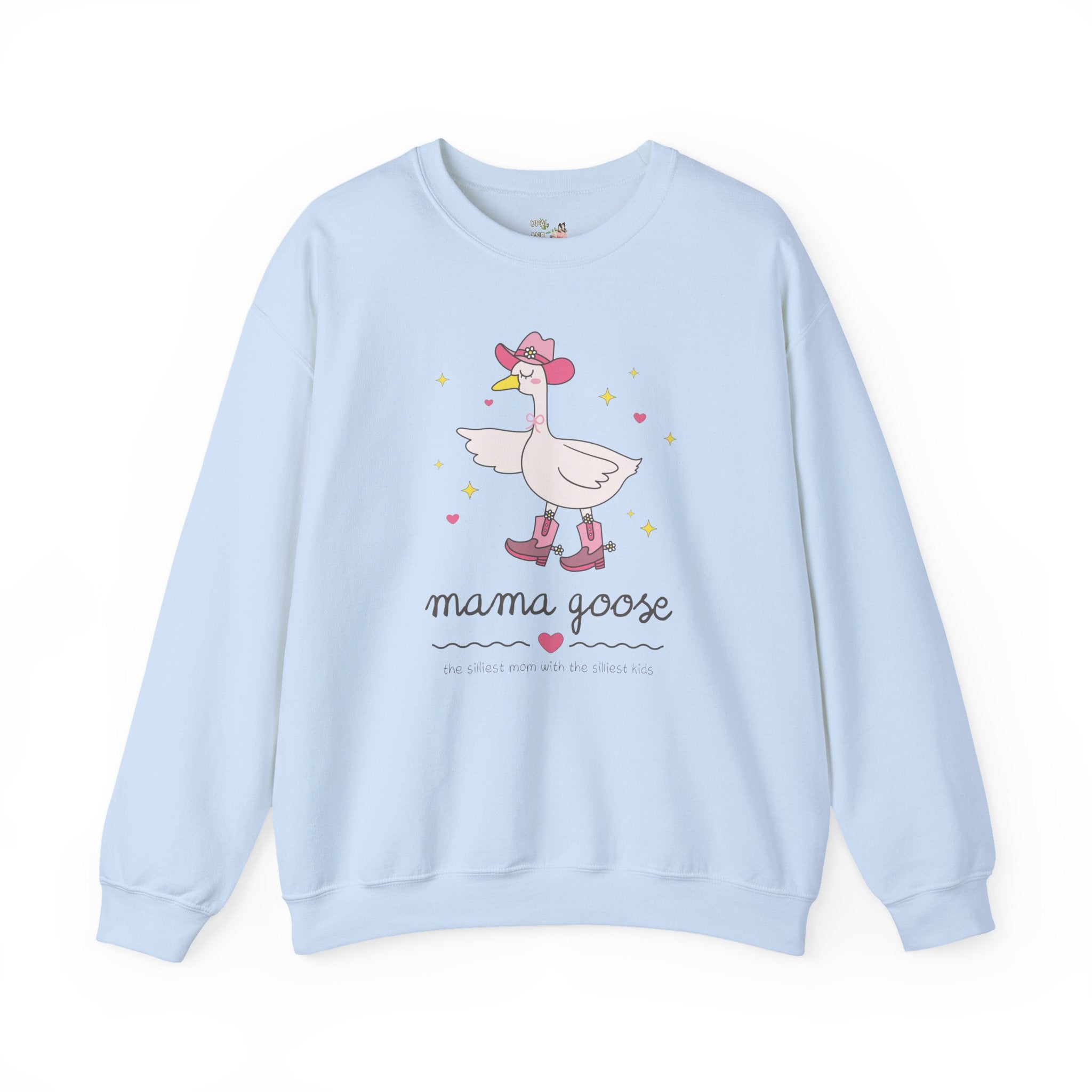 Retro Mama Goose Sweatshirt with Cowgirl Western Aesthetic and Adorable Doodle Stars, Funny Saying Mother's Day Present, Gift from Teen Kids - Opal and June