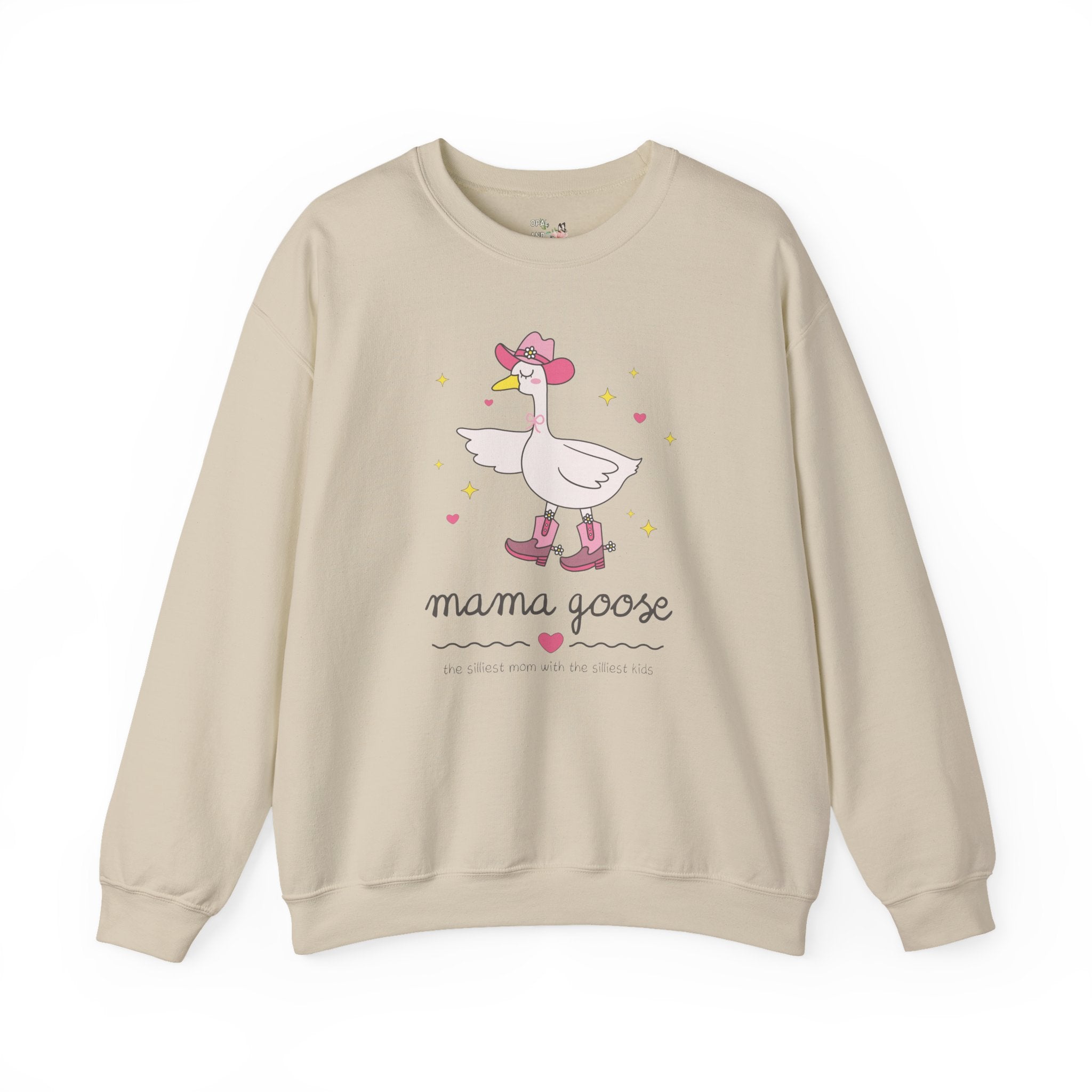 Retro Mama Goose Sweatshirt with Cowgirl Western Aesthetic and Adorable Doodle Stars, Funny Saying Mother's Day Present, Gift from Teen Kids - Opal and June