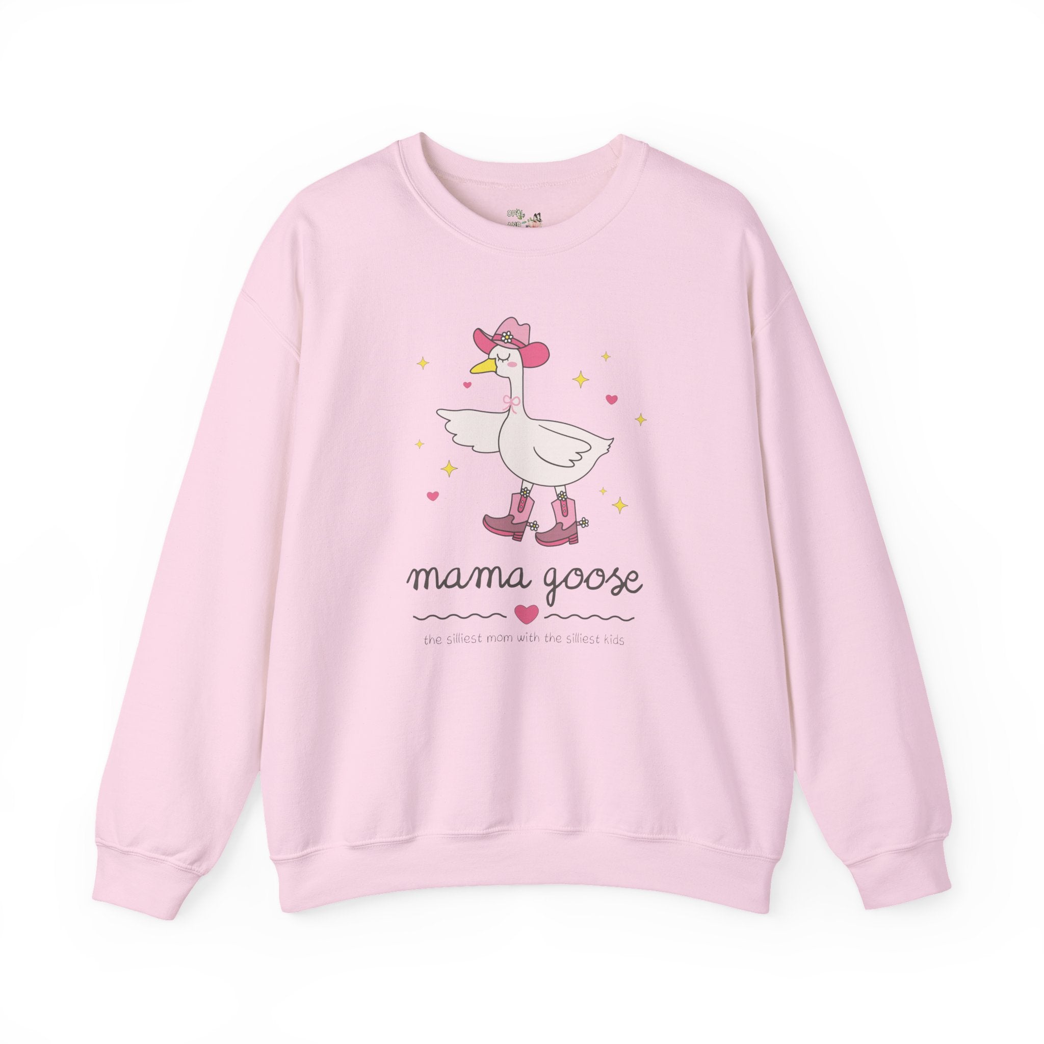 Retro Mama Goose Sweatshirt with Cowgirl Western Aesthetic and Adorable Doodle Stars, Funny Saying Mother's Day Present, Gift from Teen Kids - Opal and June