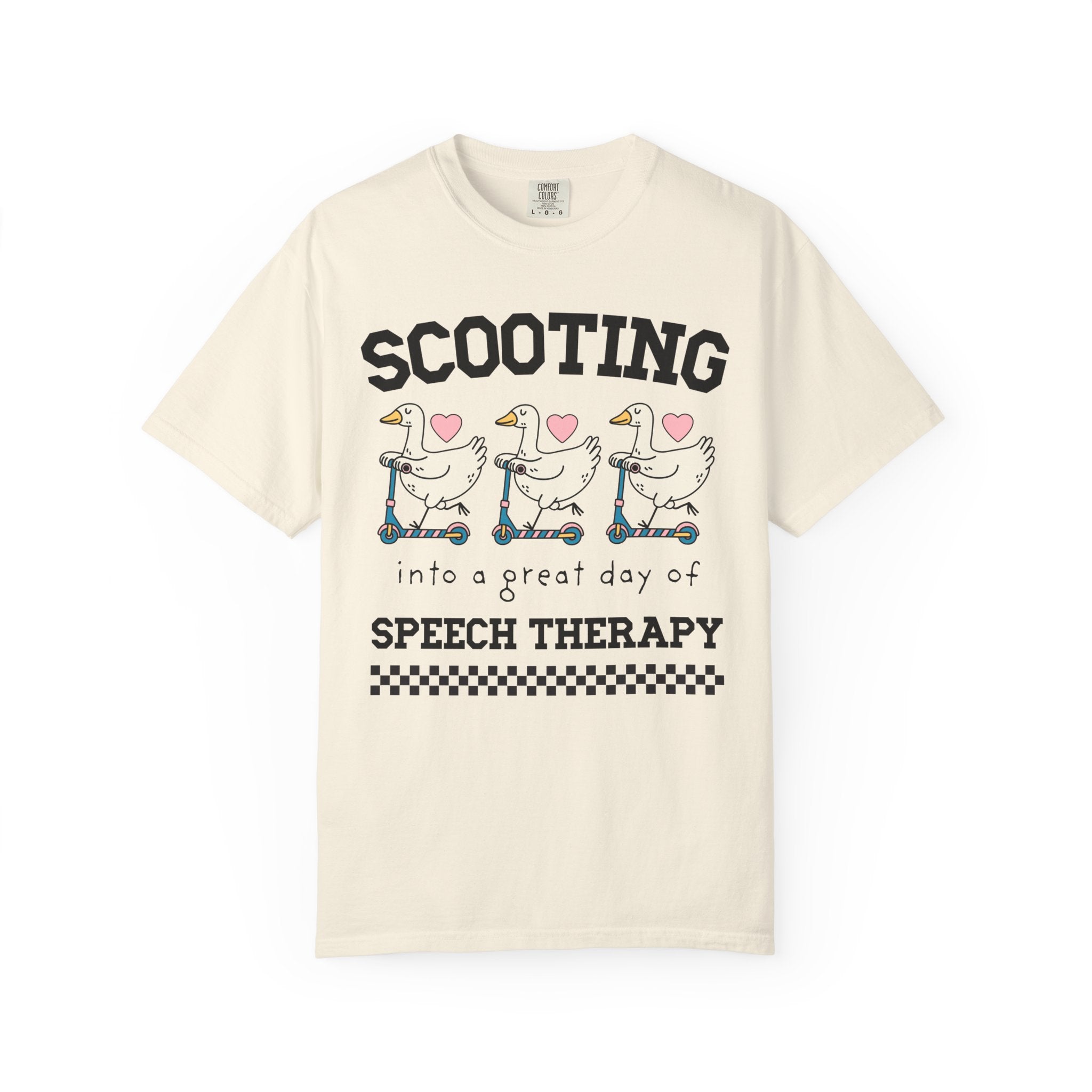 Retro Speech Therapist Tee Shirt, Cute Graduation Gift for Speech Pathology Major, Silly Goose Animal Lover Speech Therapy Tee with Hearts - Opal and June