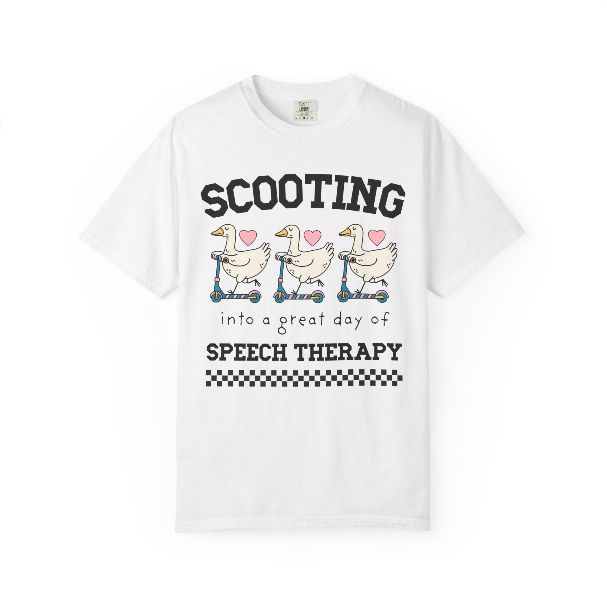 Retro Speech Therapist Tee Shirt, Cute Graduation Gift for Speech Pathology Major, Silly Goose Animal Lover Speech Therapy Tee with Hearts - Opal and June