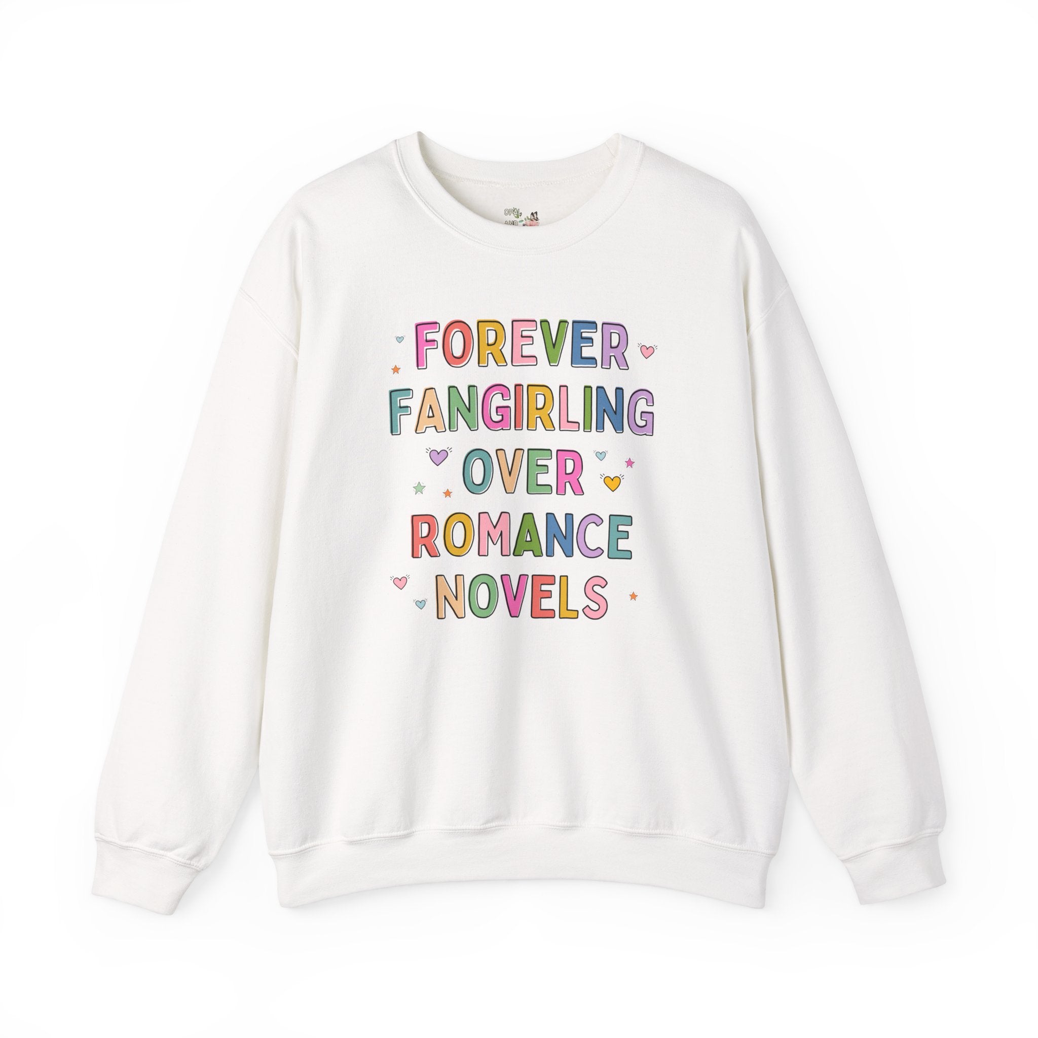 Romance Reader Book Lover Sweatshirt with Hearts, Cute Bookish Shirt, Romance Book Author or Librarian Who Loves Reading Romantasy Novels - Opal and June
