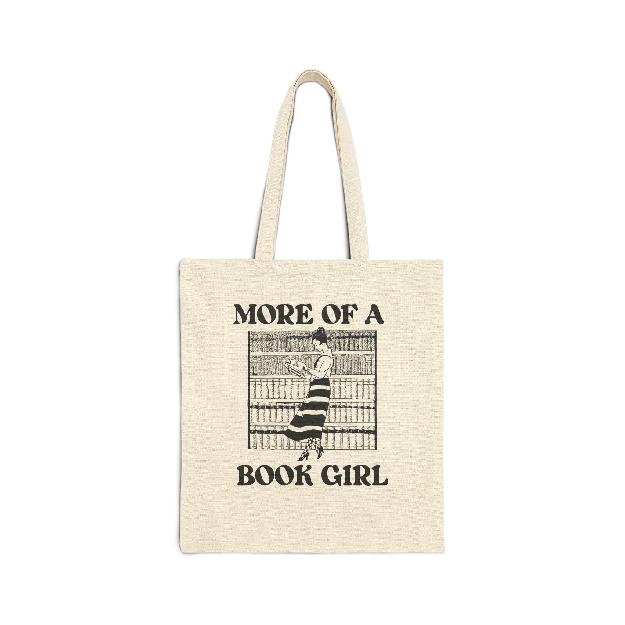 Romance Reader Gift: More of a Book Girl Tote Bag, Cute Bookish Tote Bag for Moms Who Read, Funny Friend Present for Librarian or Bookworm - Opal and June