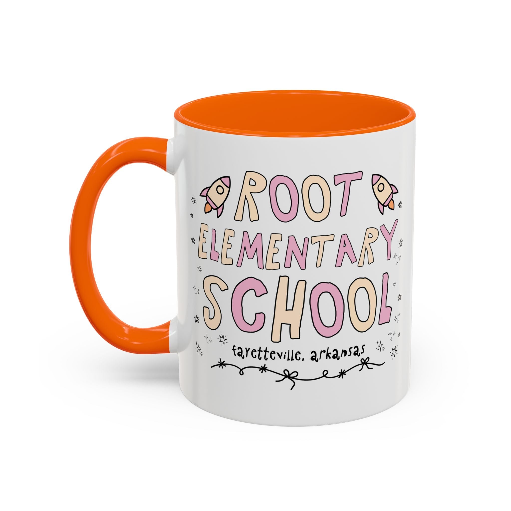 Root Elementary School Coffee Mug: Pink and Beige | FPS + Opal and June 11 Oz Coffee Mug, Fayetteville Public Schools - Opal and June