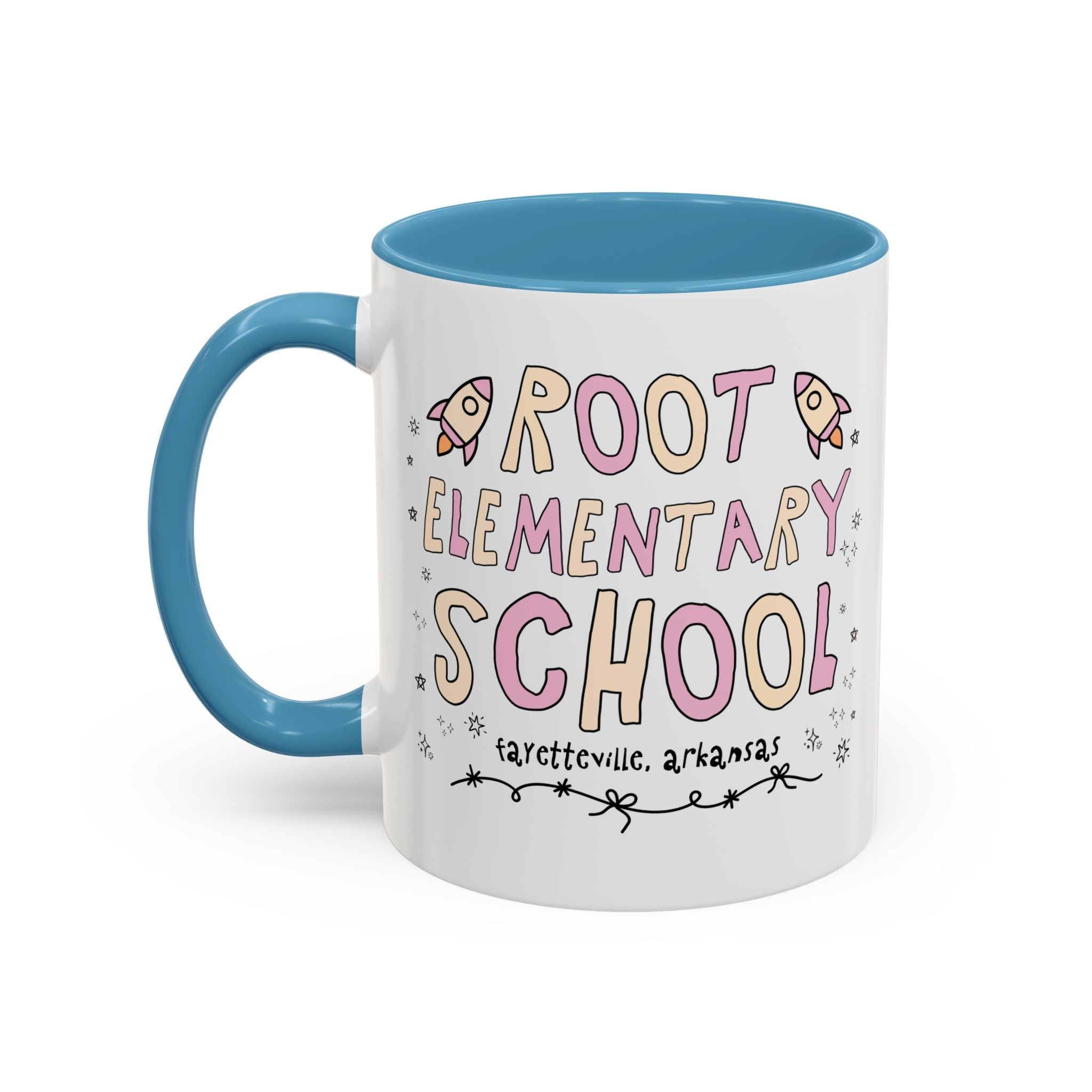 Root Elementary School Coffee Mug: Pink and Beige | FPS + Opal and June 11 Oz Coffee Mug, Fayetteville Public Schools - Opal and June