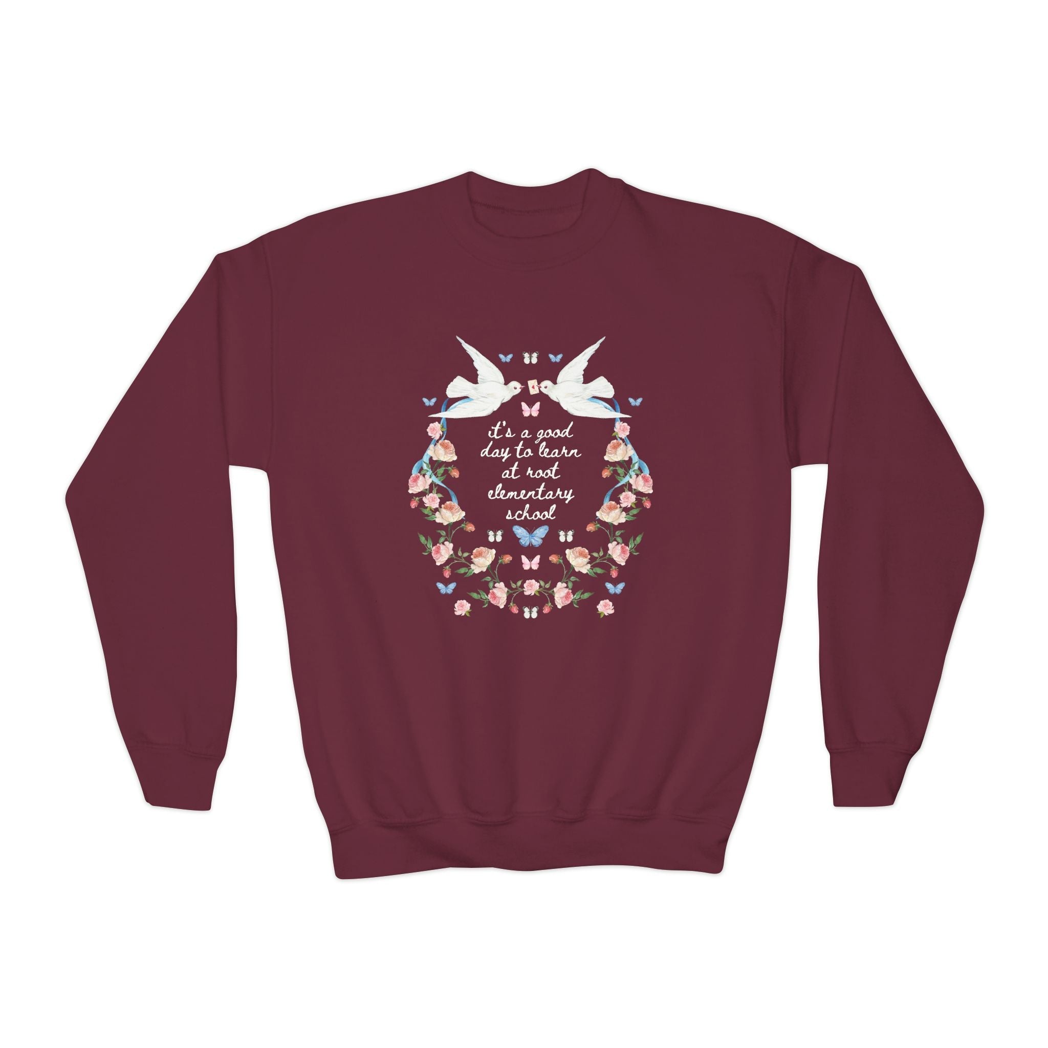 Root Elementary School Kids Sweatshirt: It's a Good Day to Learn | FPS + Opal and June Kids Sweatshirt, Fayetteville Public Schools - Opal and June
