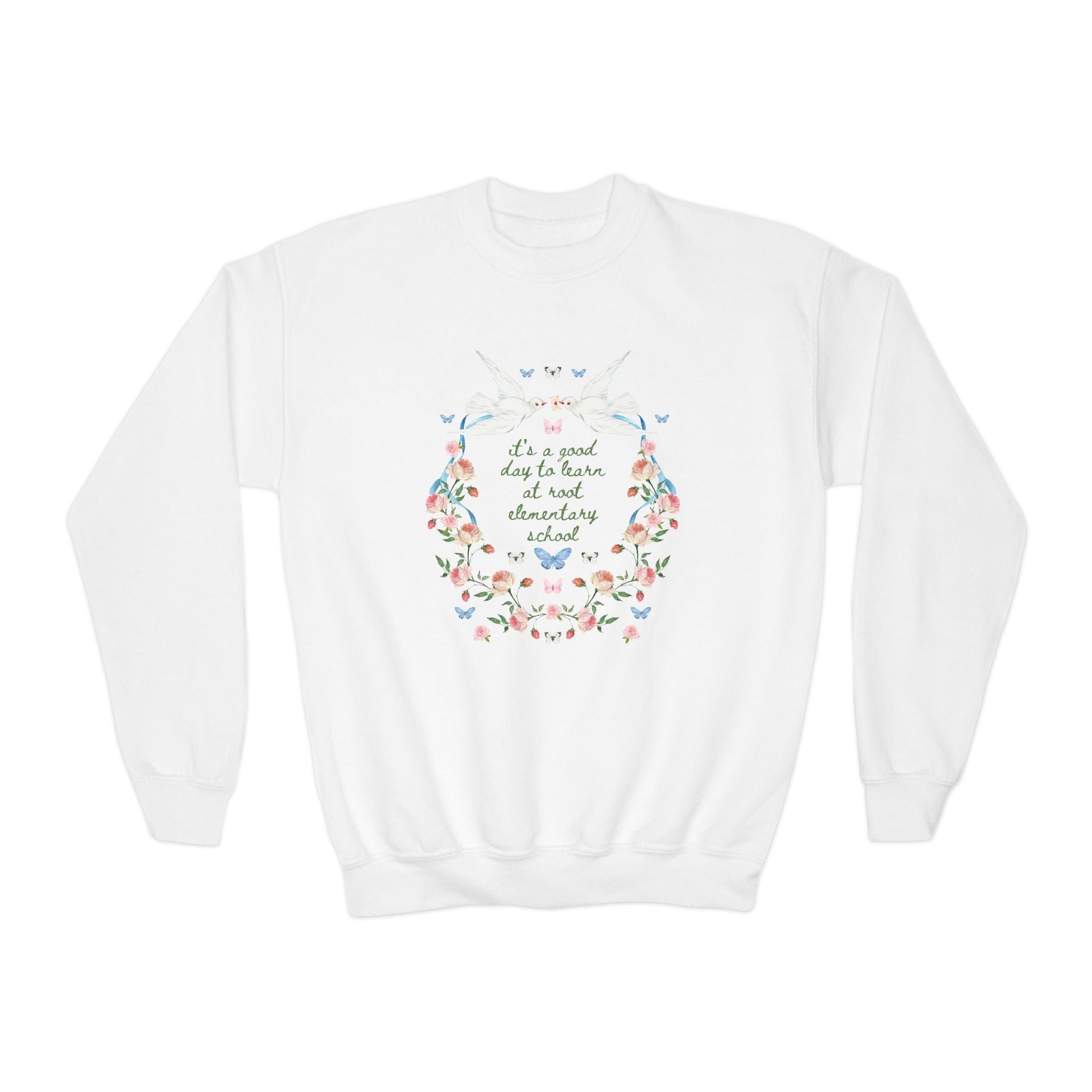 Root Elementary School Kids Sweatshirt: It's a Good Day to Learn | FPS + Opal and June Kids Sweatshirt, Fayetteville Public Schools - Opal and June