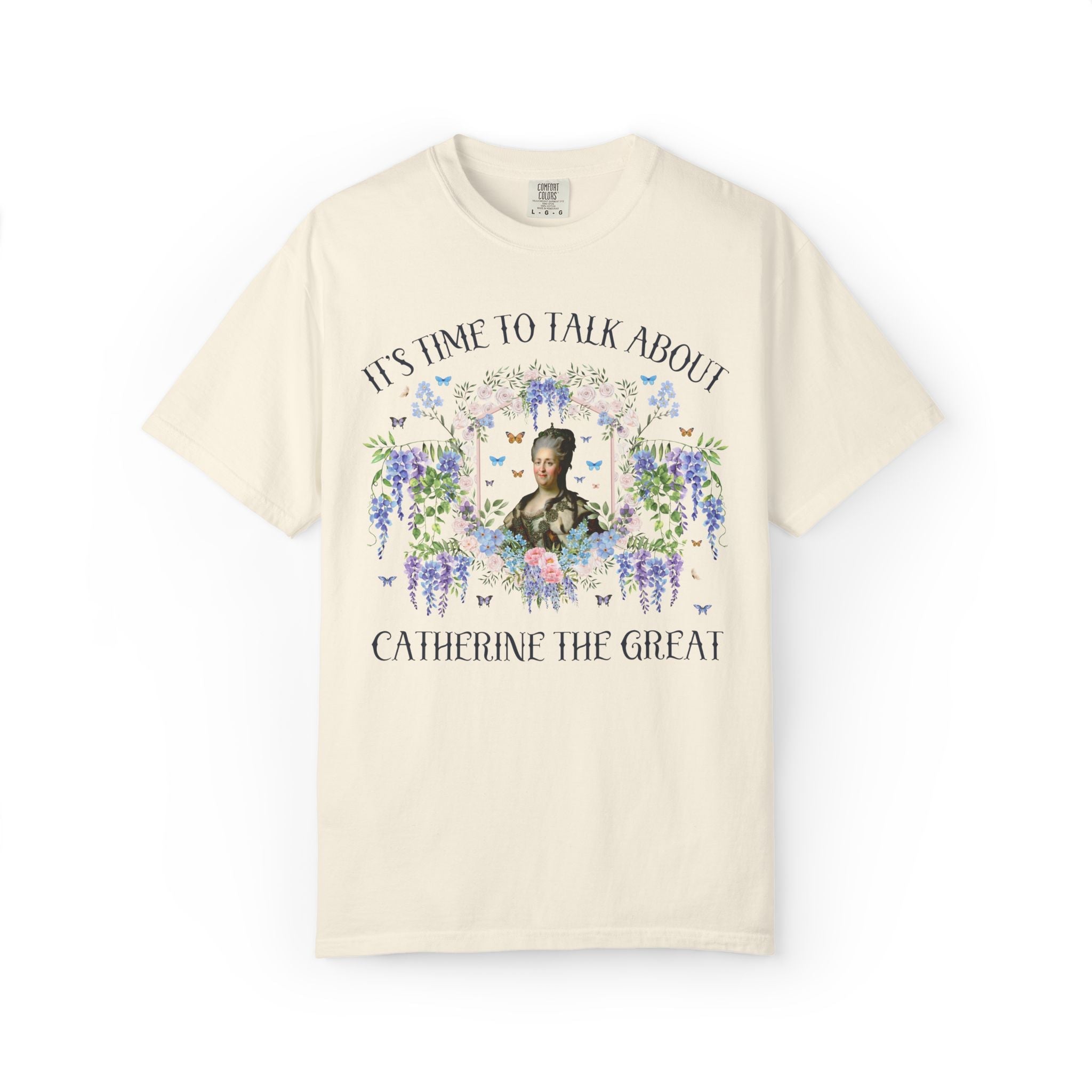 Russian History Buff Gift: It's Time to Talk About Catherine The Great Art History Floral Cottagecore Tee for Historian, Famous Queens - Opal and June