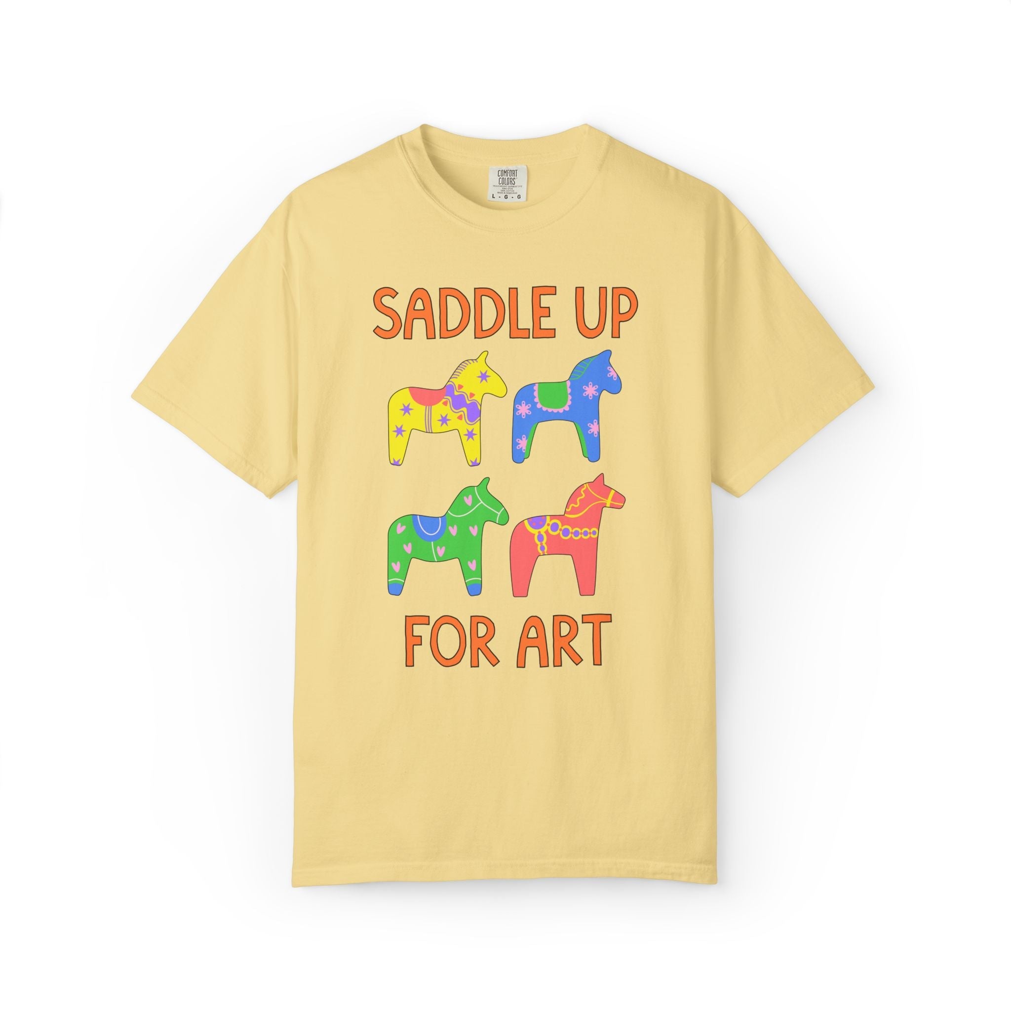 Saddle Up for Art: Cute Art Teacher or Matching Art Department T-Shirt, Silly Dreamcore Aesthetic Tee with Horses, New Teacher Gift - Opal and June