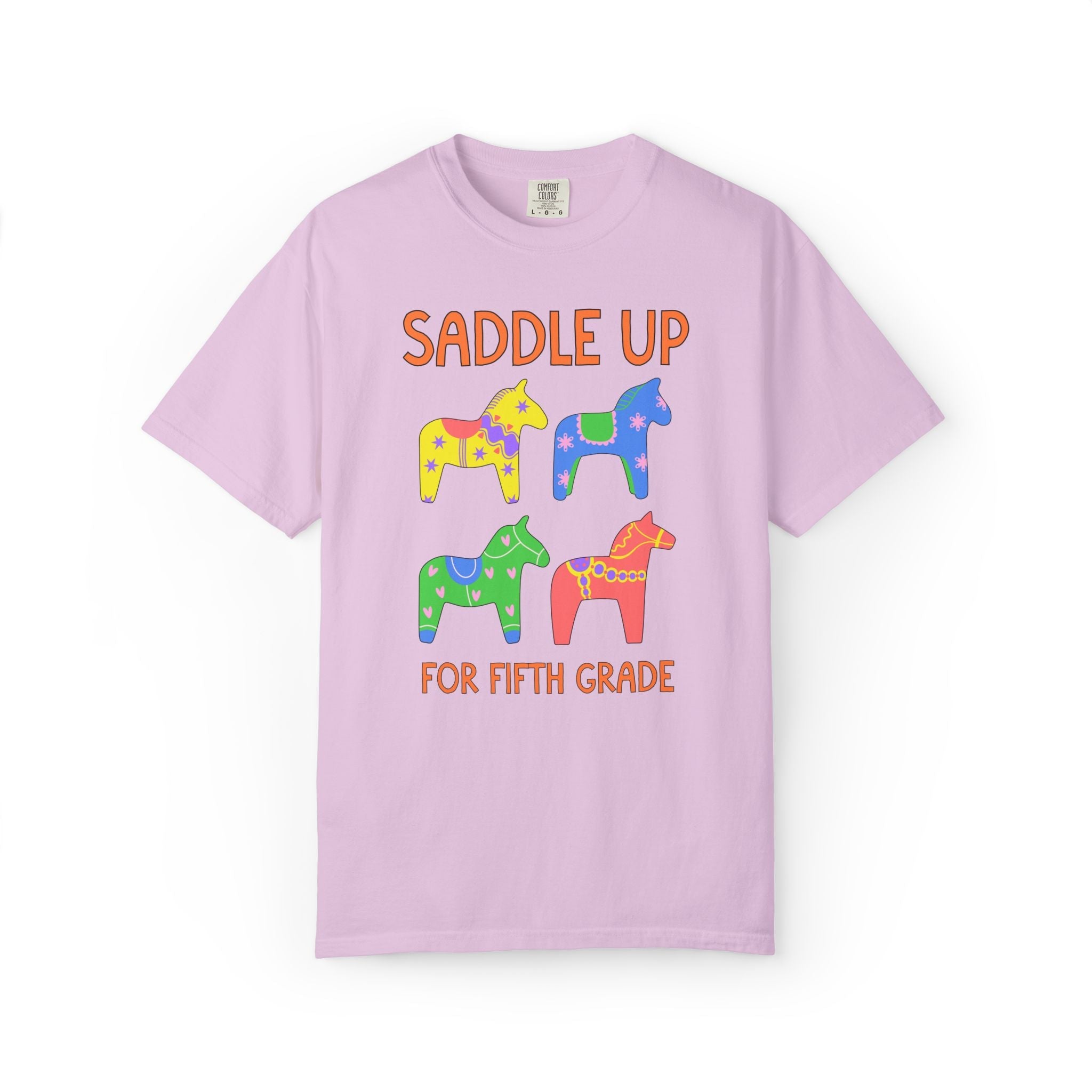 Saddle Up for Fifth Grade: Cute Fifth Grade Teacher Team T-Shirt, Silly Dreamcore Tee with Horses, Student Teacher or Paraprofessional Tee - Opal and June