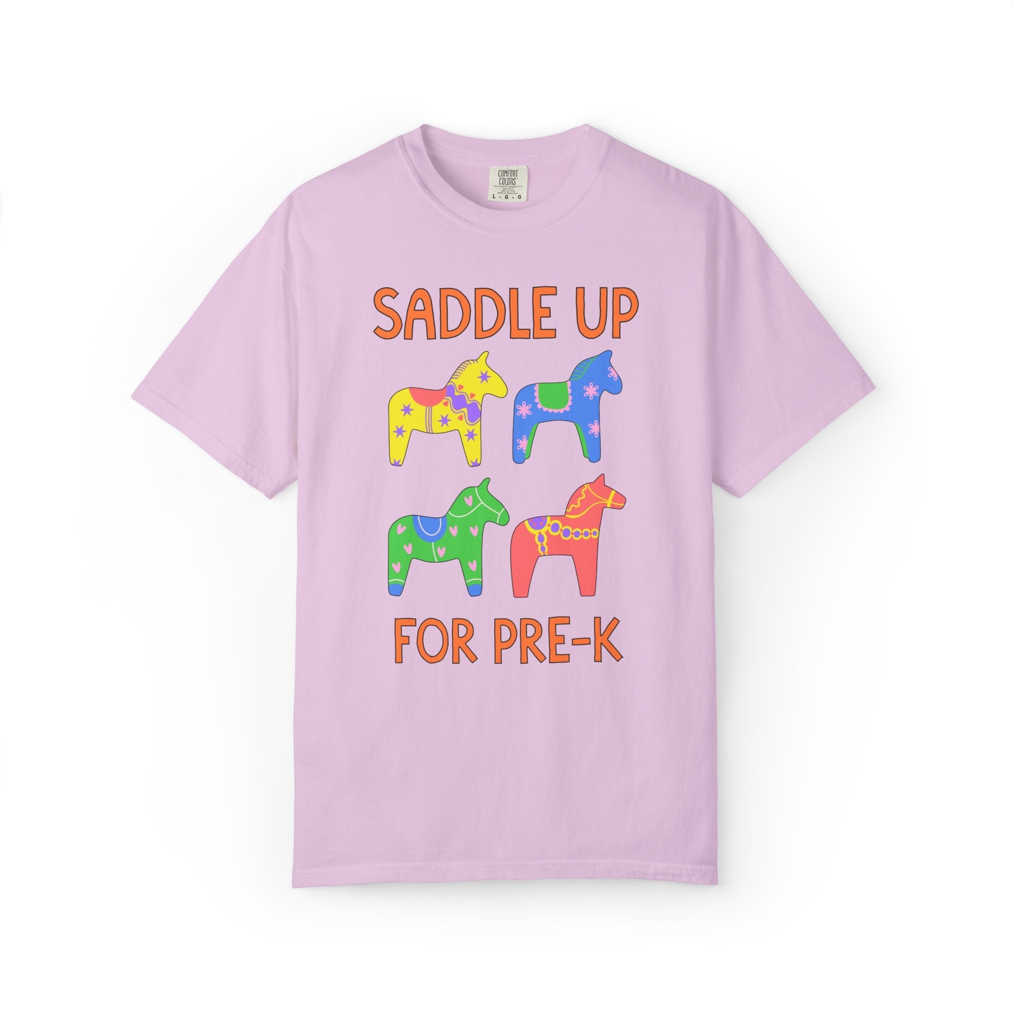 Saddle Up for Pre-K: Cute Preschool Teacher Matching Preschool Office Staff Tee, Silly Dreamcore Aesthetic Tee with Horses, New Teacher Gift - Opal and June