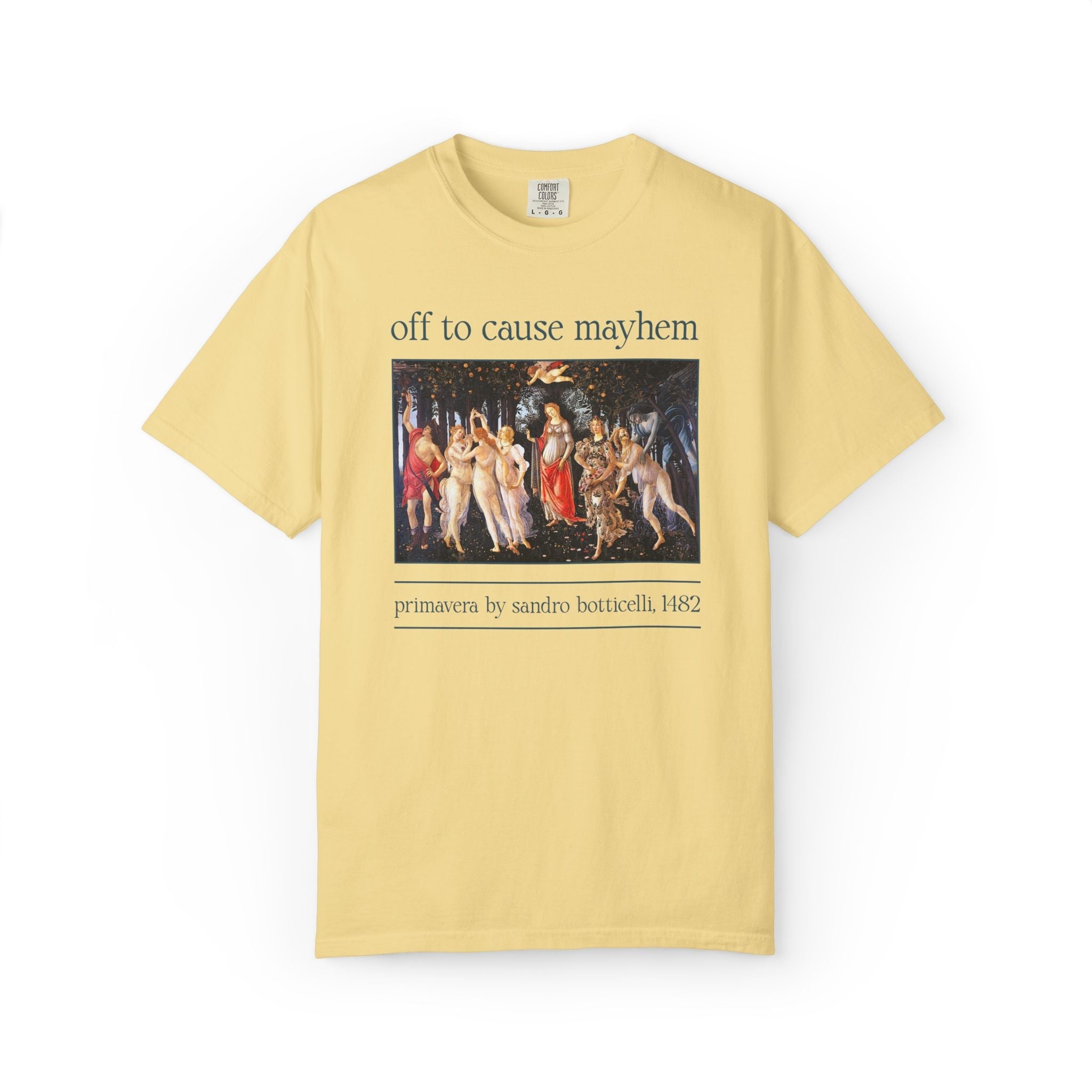 Sandro Botticelli Medieval Bachelorette Party T-Shirt: Off to Get Married, Off to Cause Mayhem Silly Matching Wedding Weekend Tee, Art Lover - Opal and June
