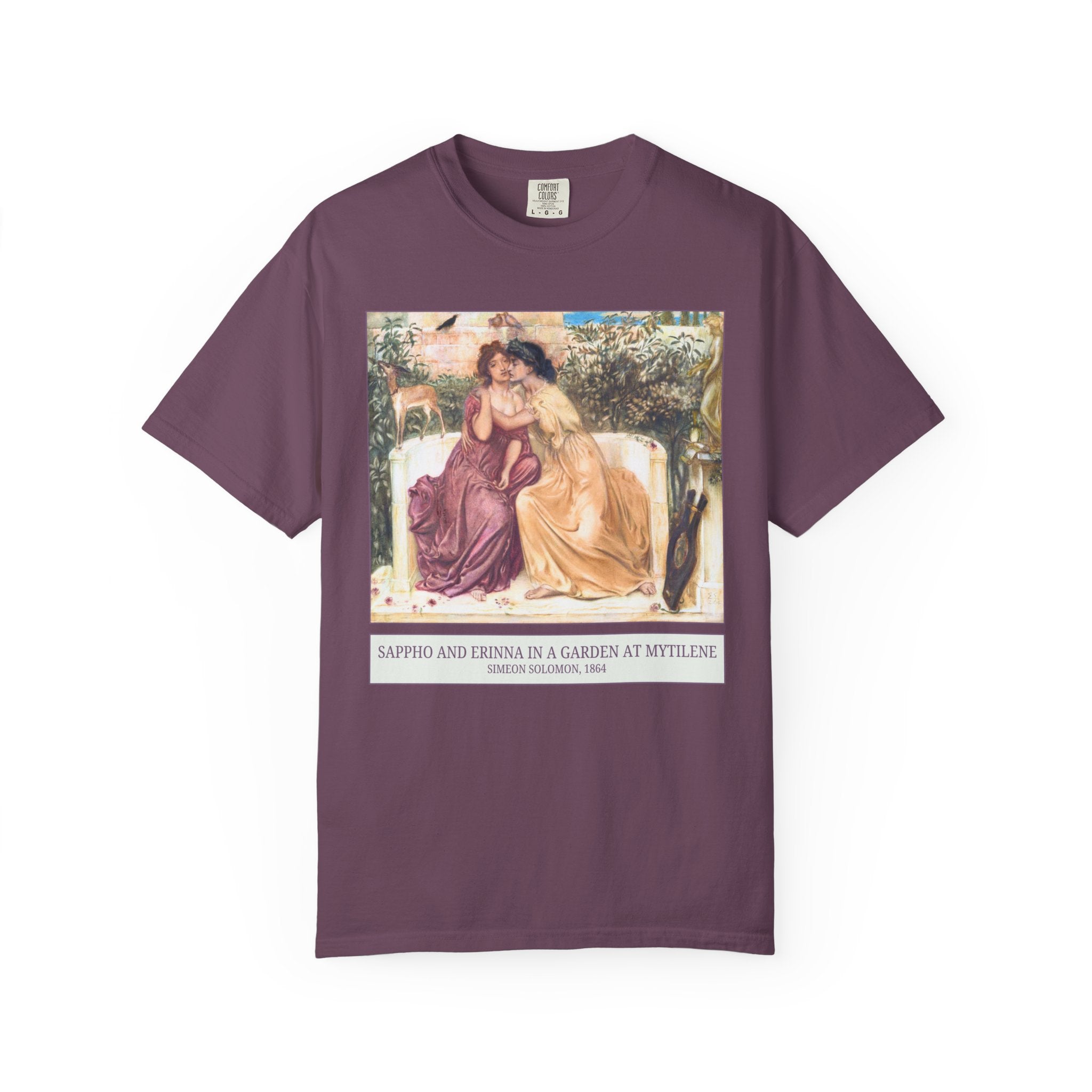 Sappho and Erinna in a Garden at Mytilene by Simeon Solomon, 19th Century Art History Tee Shirt, Pre - Raphaelite Art Lover Lesbian T-Shirt - Opal and June