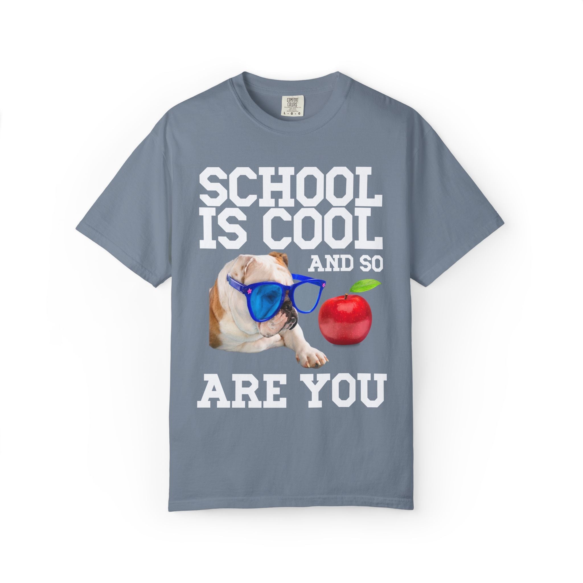 School is Cool and So Are You: Cute Bulldog Lover Animal Tee Shirt for First Day of School, Funny Matching Teacher Tee Shirt with Bulldog - Opal and June