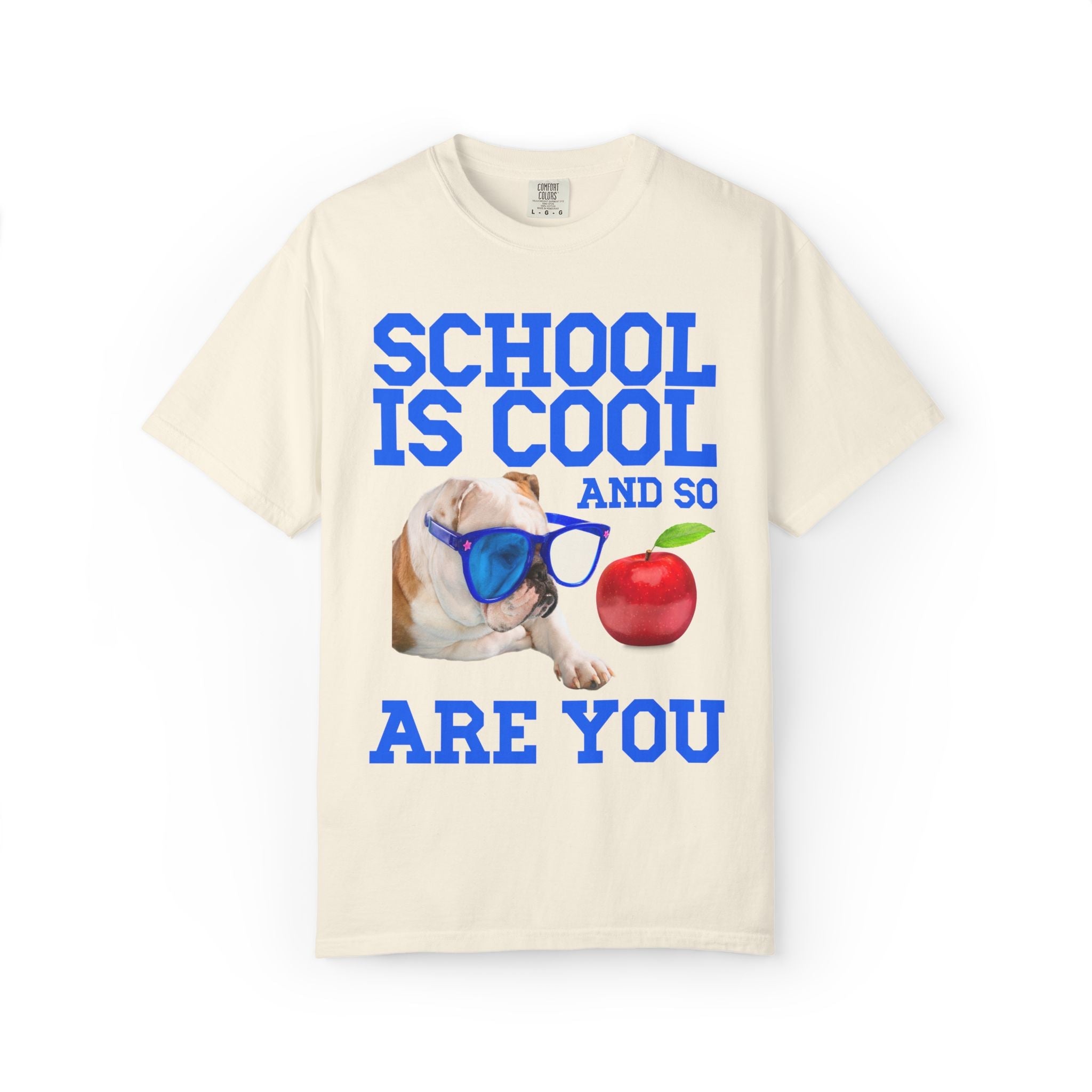 School is Cool and So Are You: Cute Bulldog Lover Animal Tee Shirt for First Day of School, Funny Matching Teacher Tee Shirt with Bulldog - Opal and June