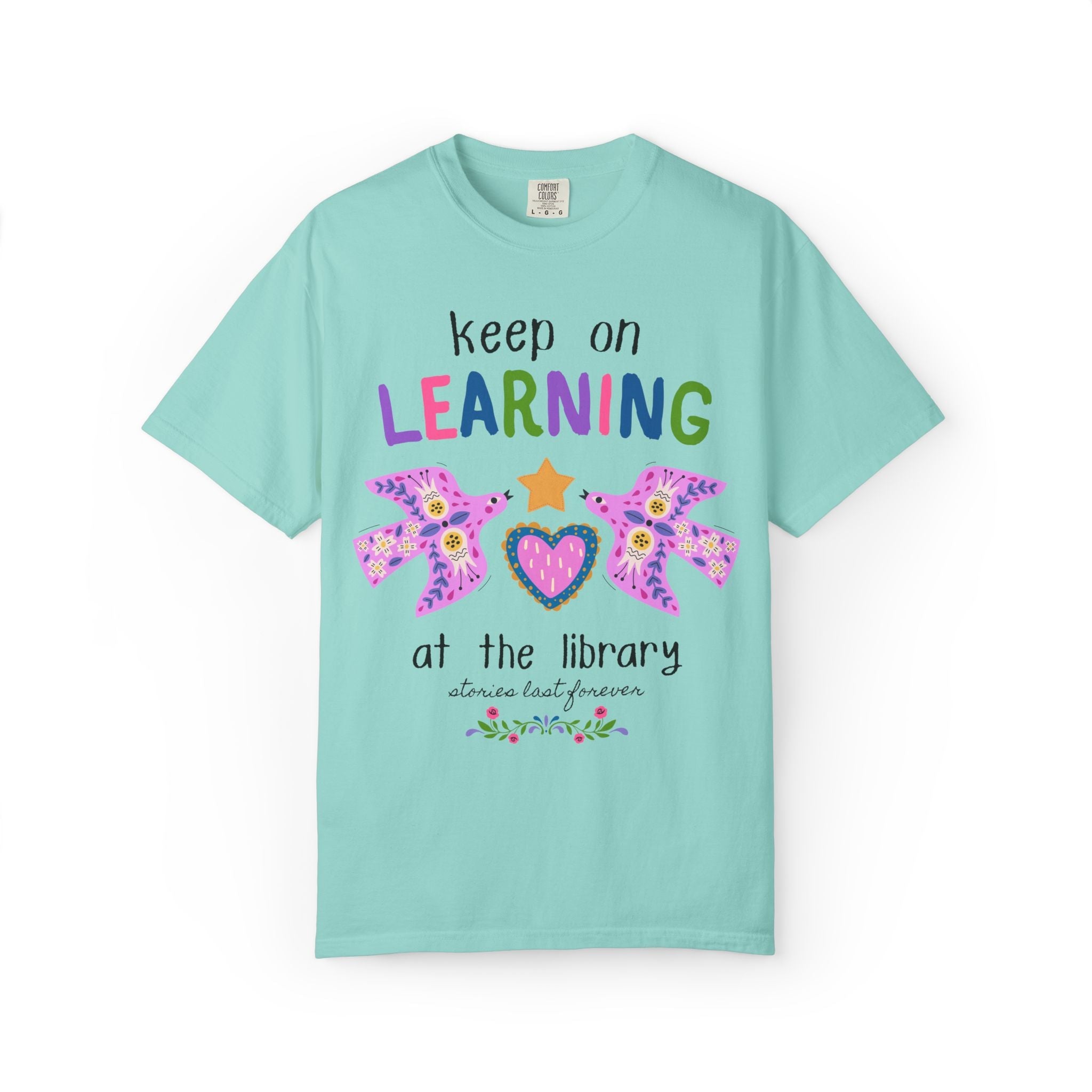 School Librarian Tee Shirt: Keep on Learning at the Library, Kitschy and Whimsy Back to School Matching Teacher T-Shirt, Library Department - Opal and June