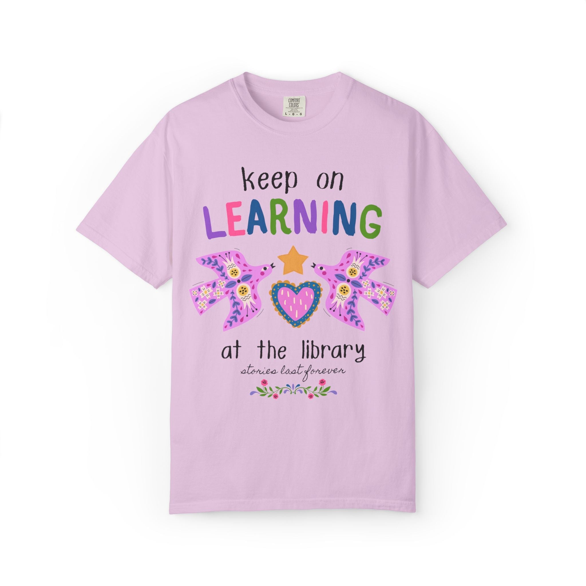 School Librarian Tee Shirt: Keep on Learning at the Library, Kitschy and Whimsy Back to School Matching Teacher T-Shirt, Library Department - Opal and June