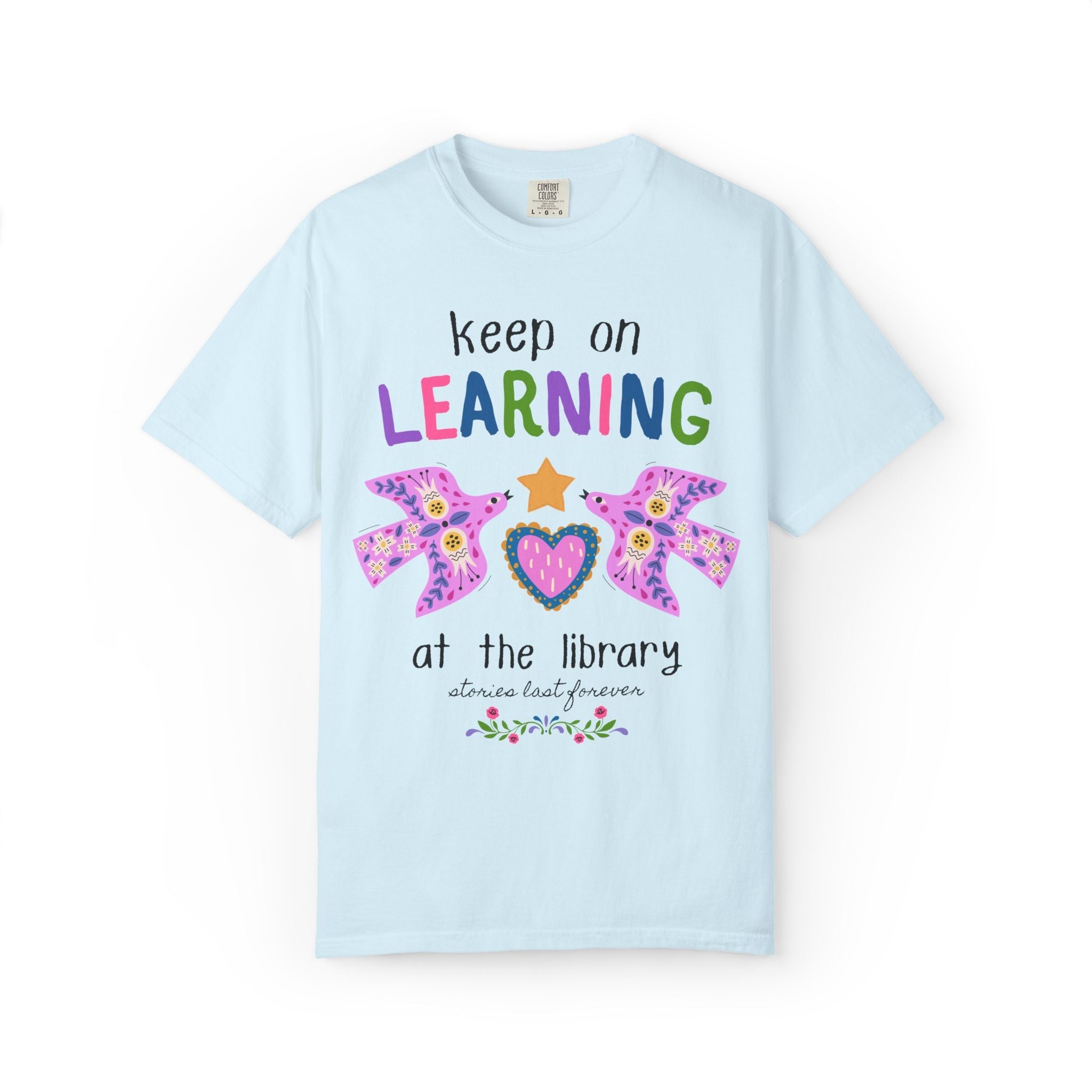 School Librarian Tee Shirt: Keep on Learning at the Library, Kitschy and Whimsy Back to School Matching Teacher T-Shirt, Library Department - Opal and June
