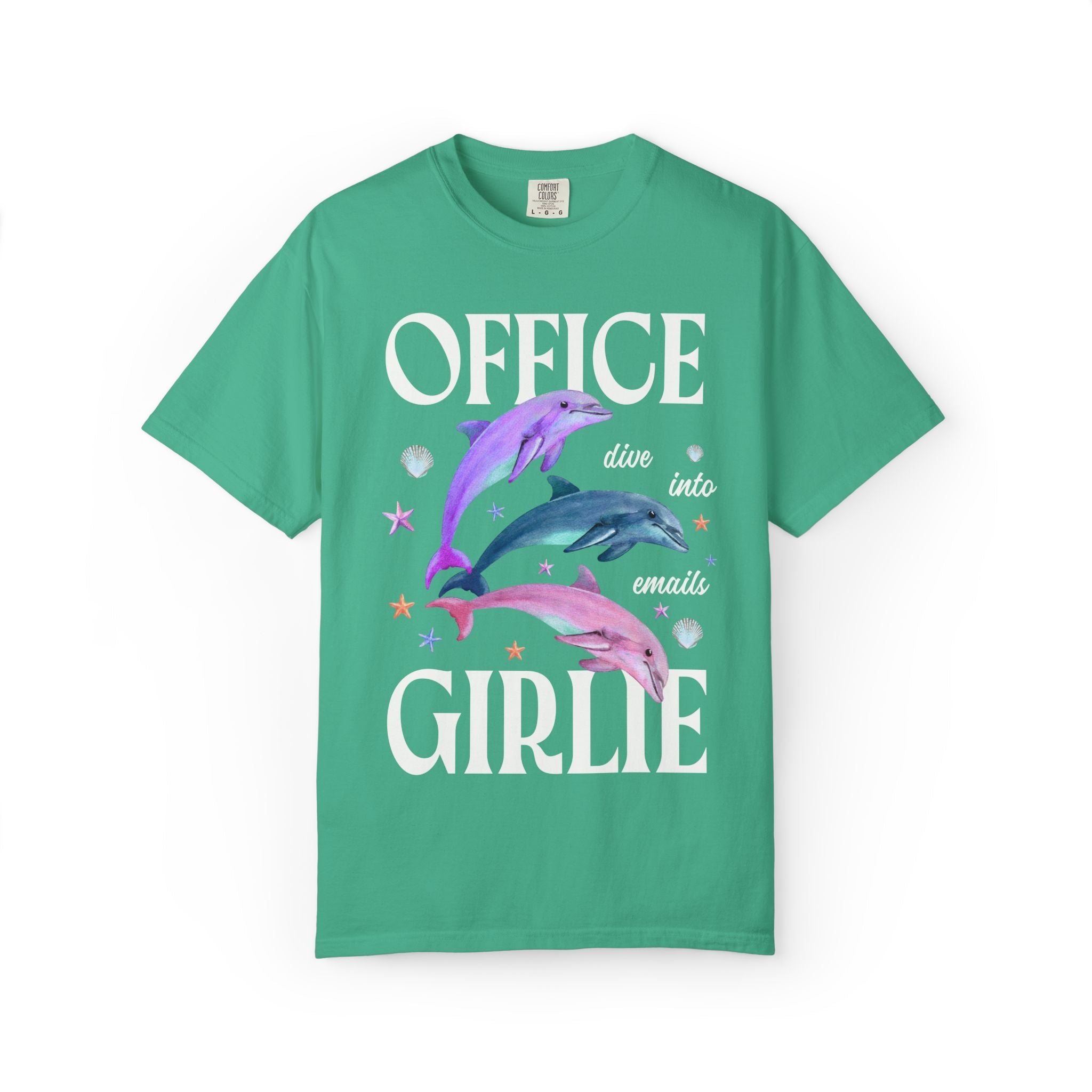 School Office Staff Team Tee Shirt with Dolphins: Dive Into Emails - Opal and June