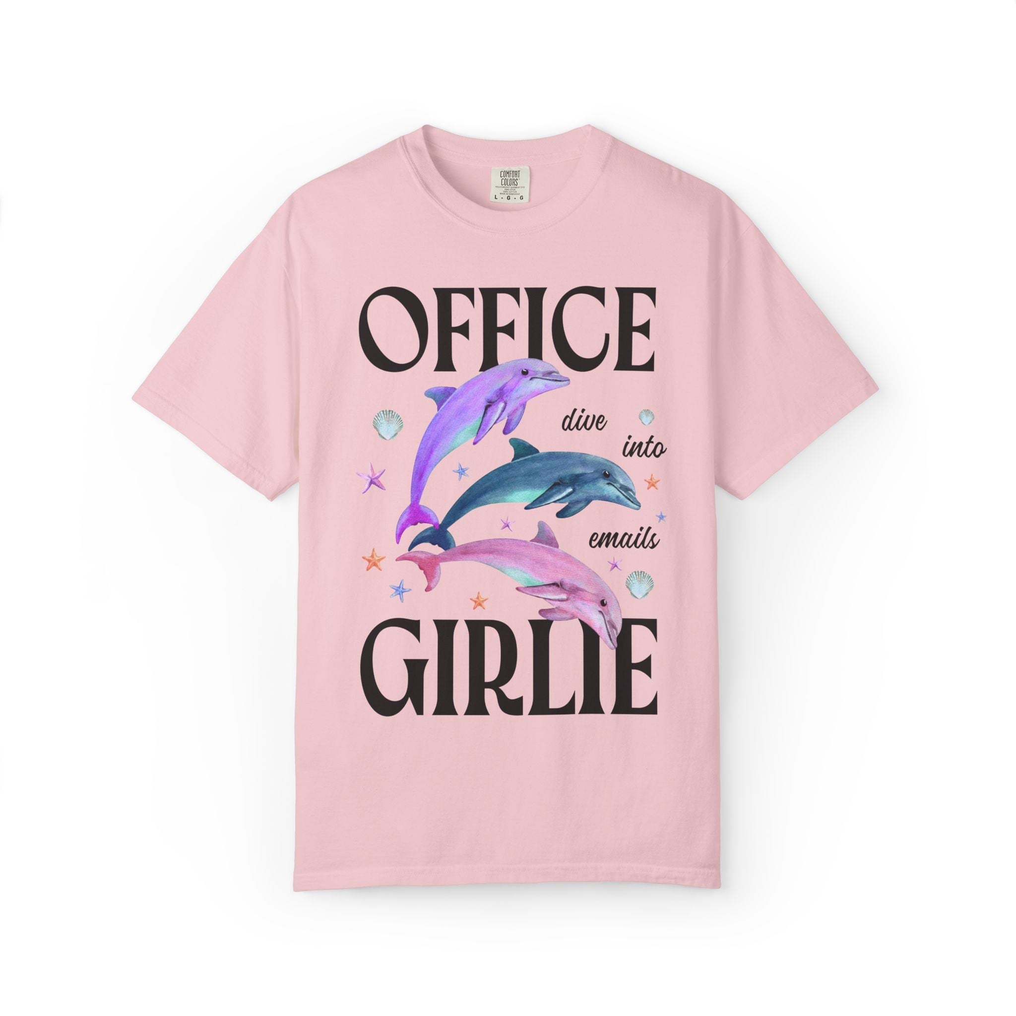 School Office Staff Team Tee Shirt with Dolphins: Dive Into Emails - Opal and June