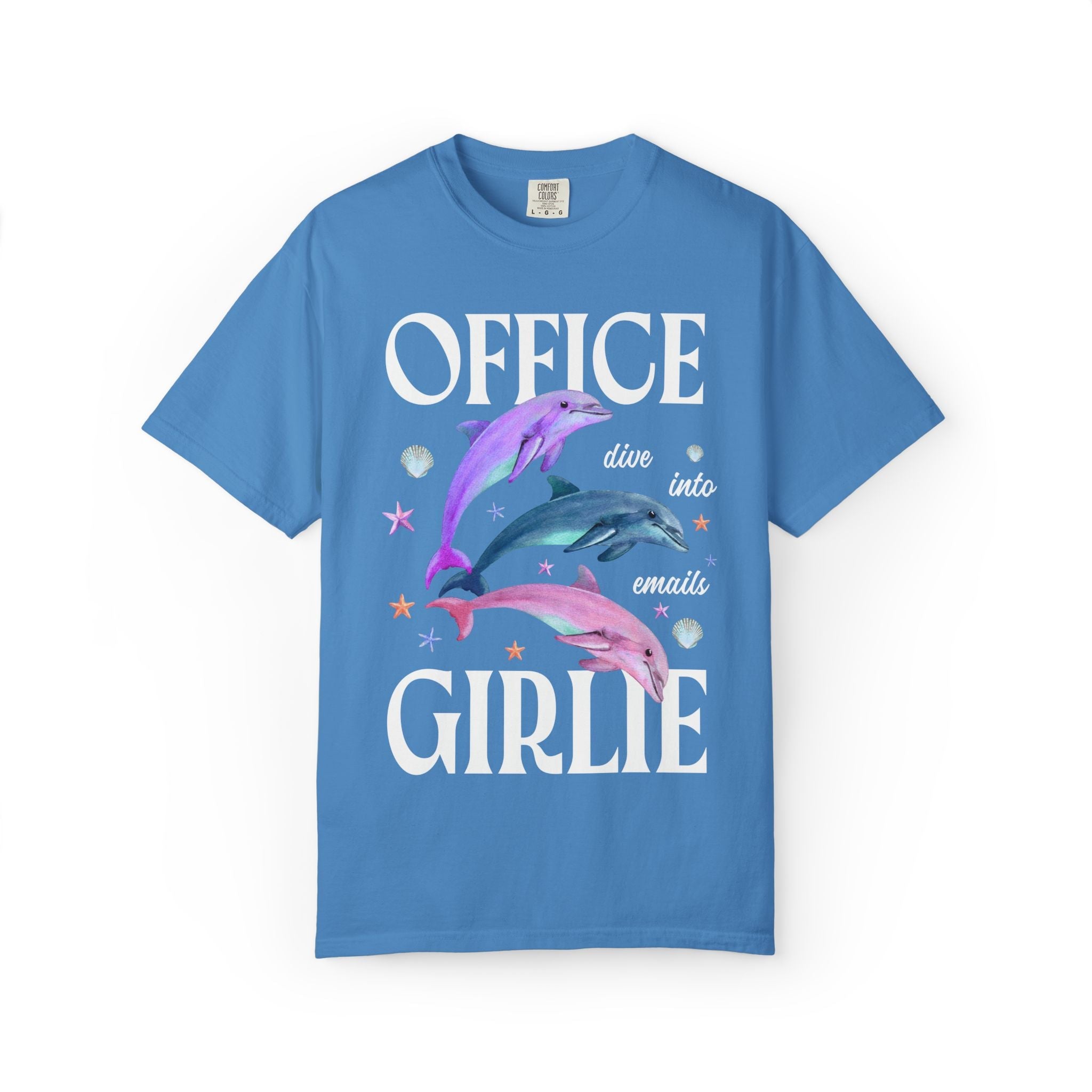 School Office Staff Team Tee Shirt with Dolphins: Dive Into Emails - Opal and June