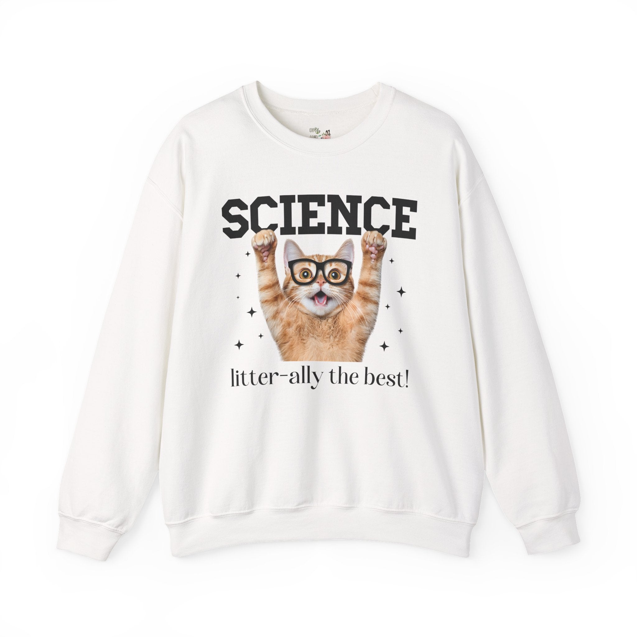 Science Teacher Cat Lover Sweatshirt for Back to School, Funny Saying Cat Mom or Cat Dad Gift, First Day of School Science Department Shirt - Opal and June