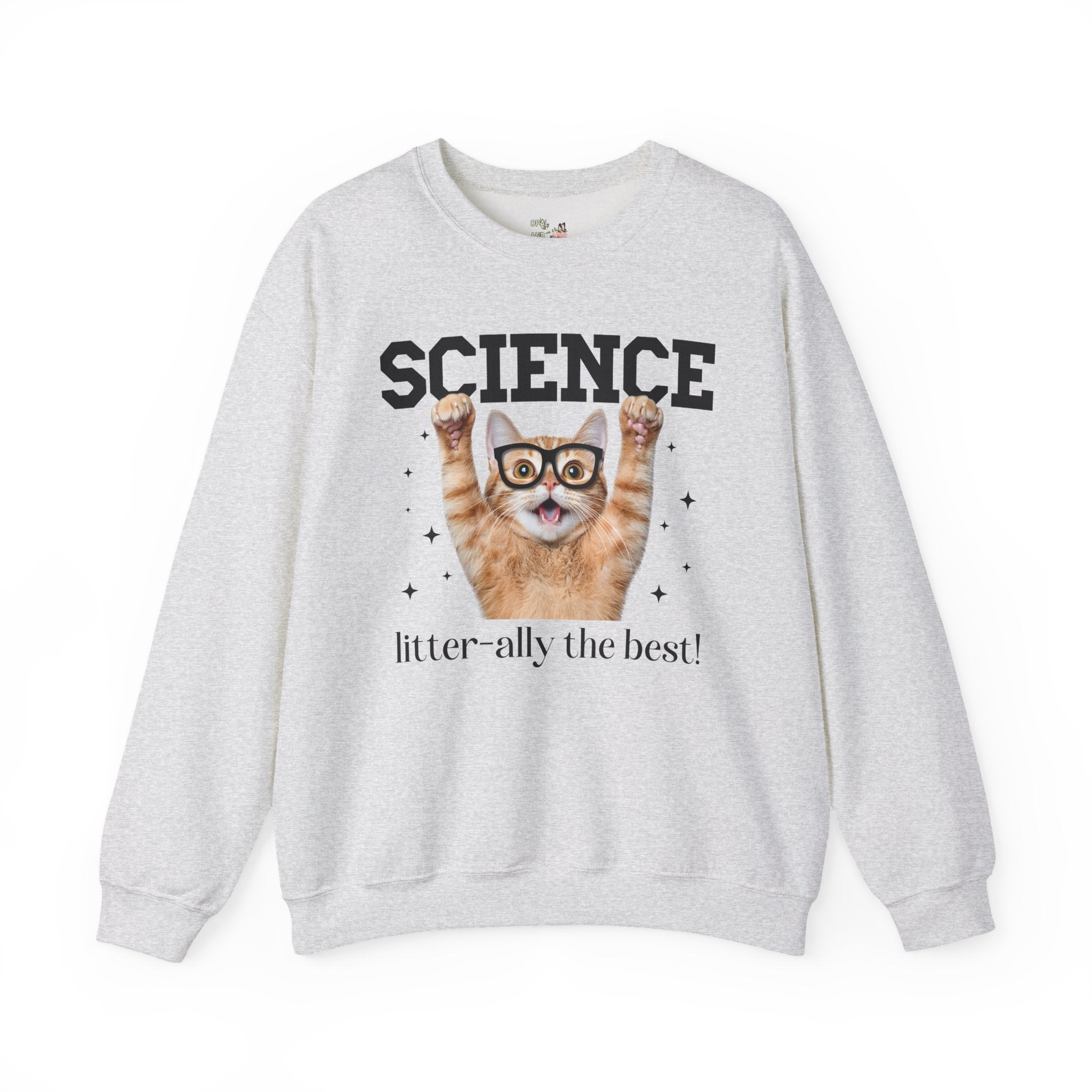 Science Teacher Cat Lover Sweatshirt for Back to School, Funny Saying Cat Mom or Cat Dad Gift, First Day of School Science Department Shirt - Opal and June