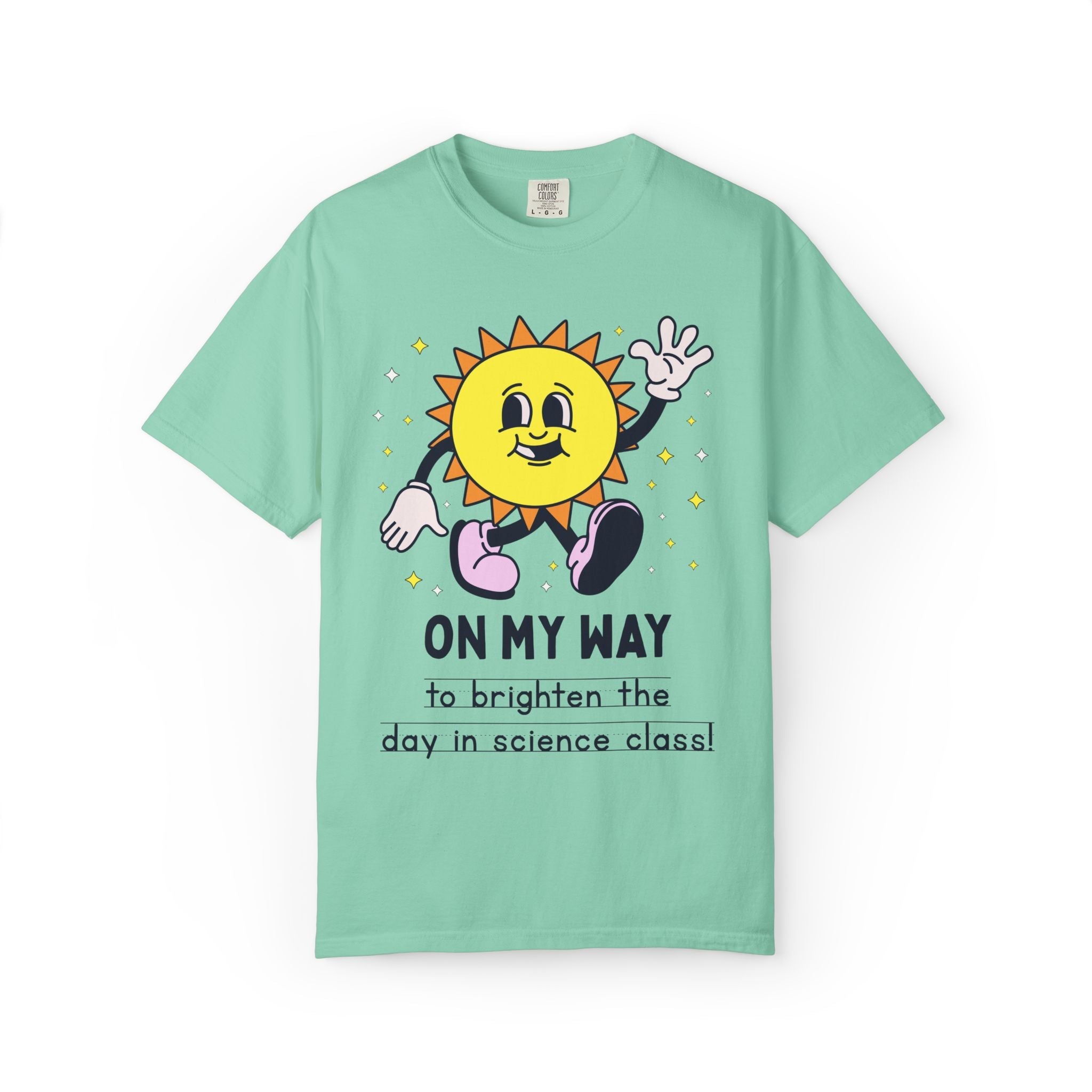 Science Teacher On My Way T-Shirt: Colorful and Cute Retro Aesthetic Back to School Tee with Sun, 90s Aesthetic Matching Teacher T-Shirt - Opal and June